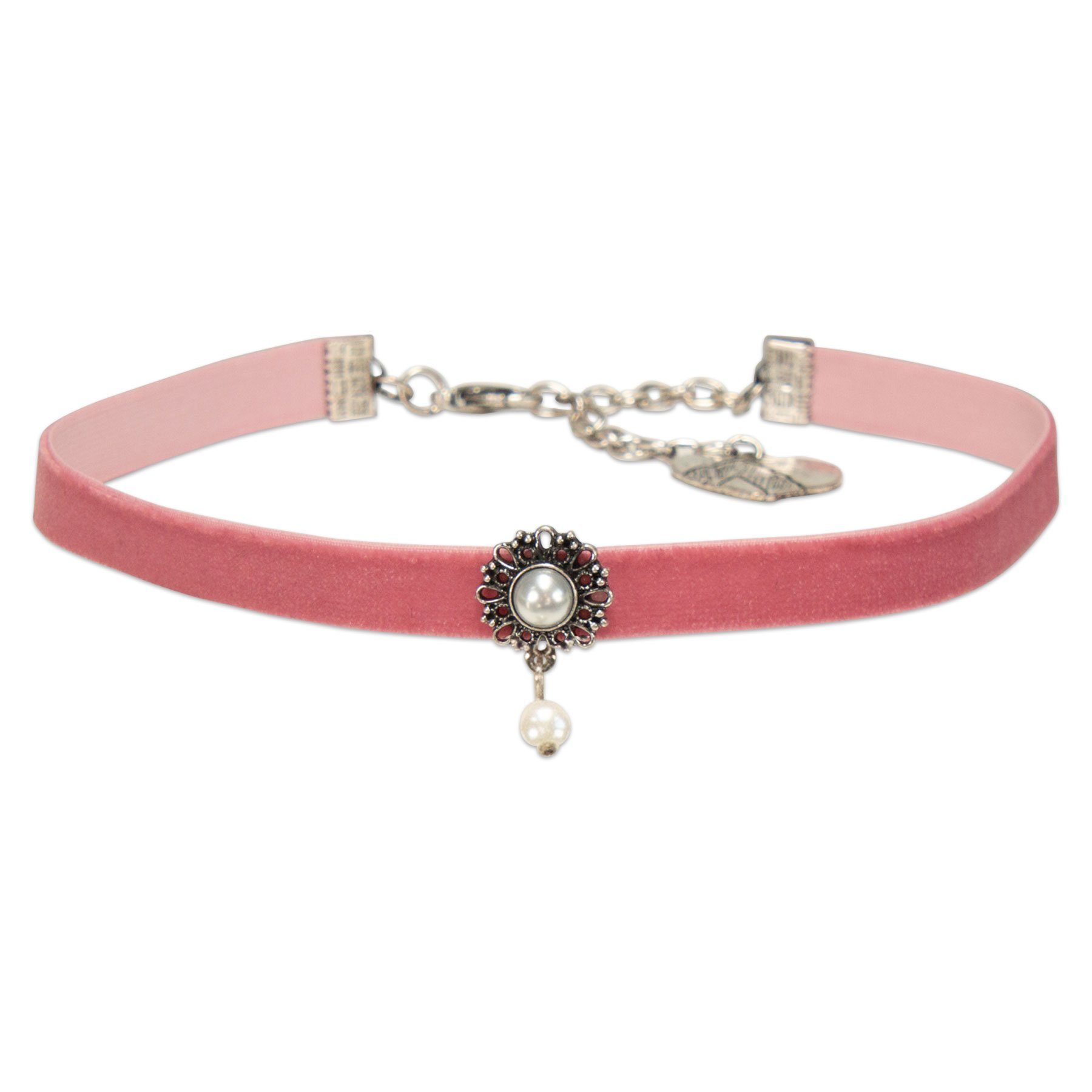 Alpenflüstern Choker Trachten-Samt-Kropfband Helena (rosa-ros), -