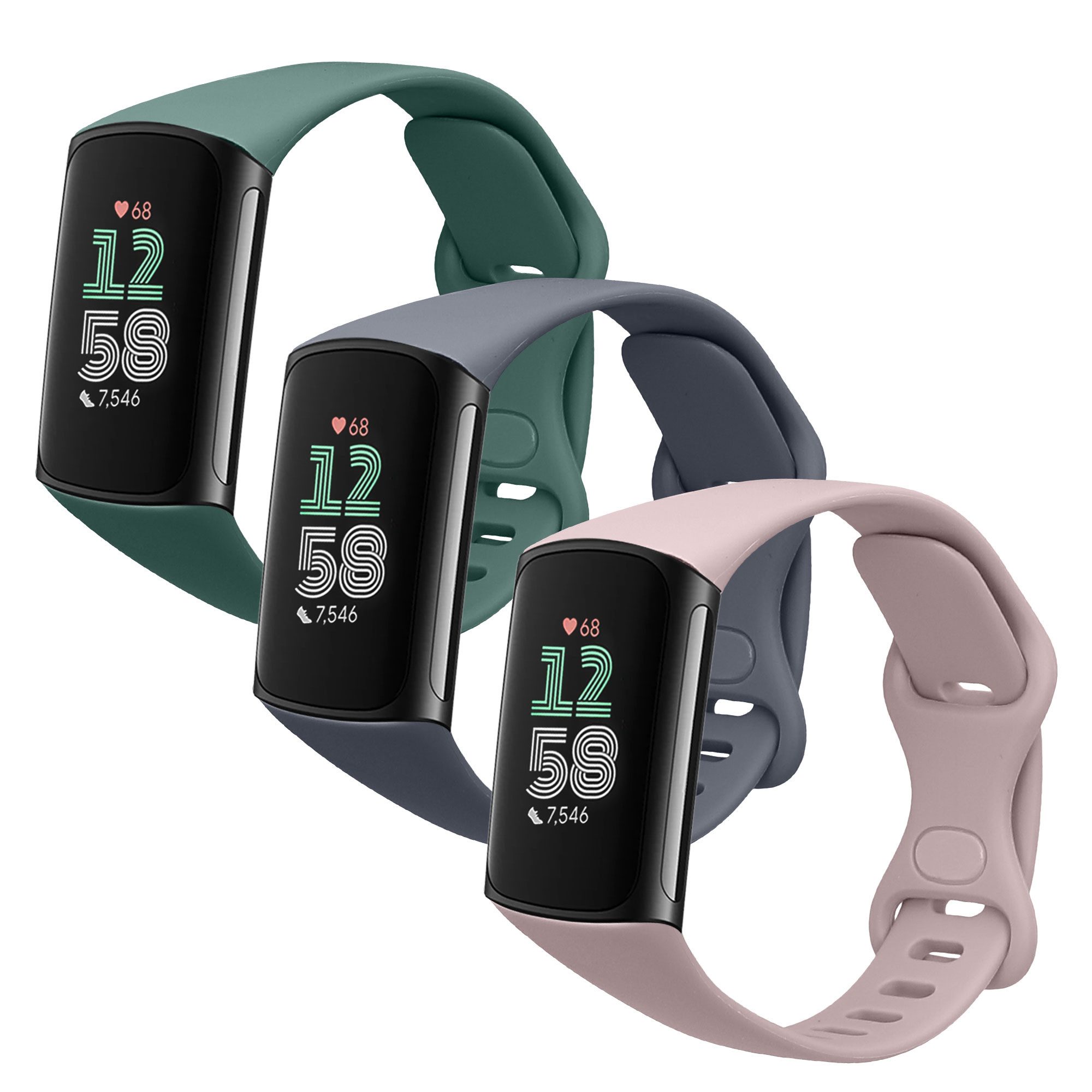 kwmobile Smartwatch-Armband 3x Sportarmband für Fitbit