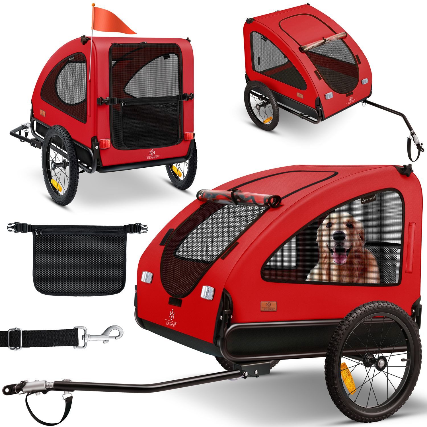 KESSER Fahrradhundeanhänger, Hundeanhänger Boxer 2-in-1 Hundebuggy