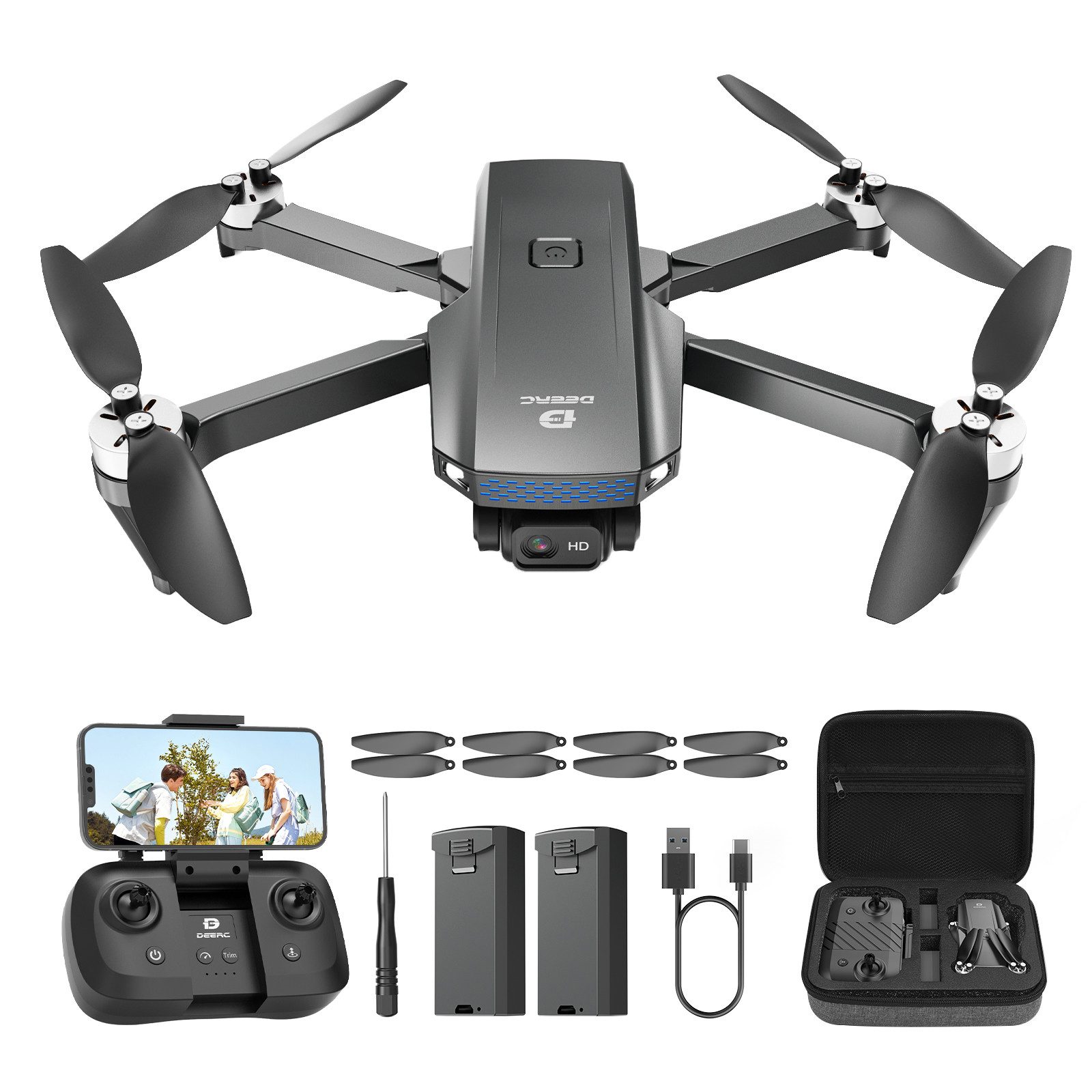 DEERC 1080P Kamera Drohne, Faltbare RC