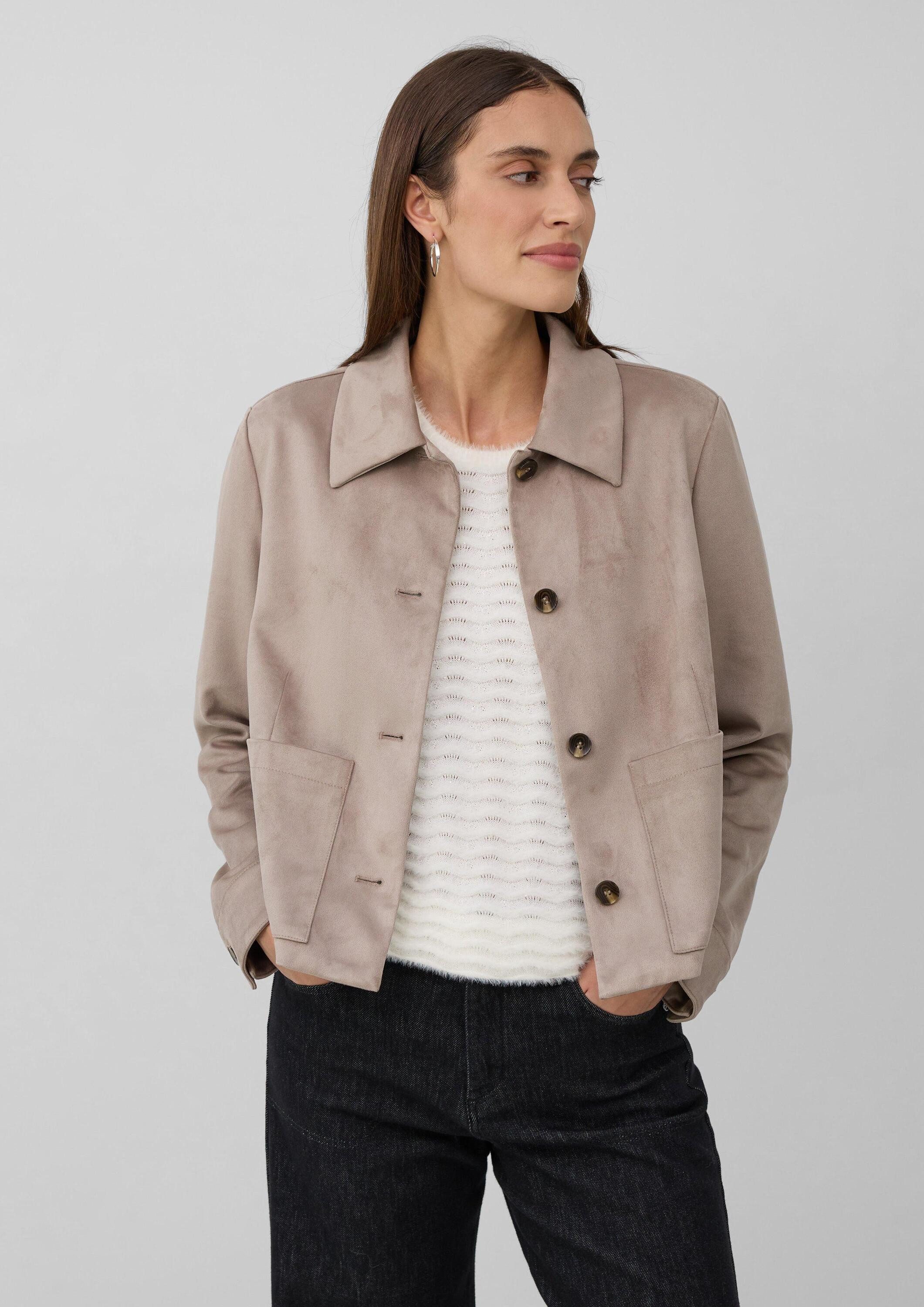 s.Oliver Funktionsjacke Indoor-Jacke Jacke in Veloursleder-Optik