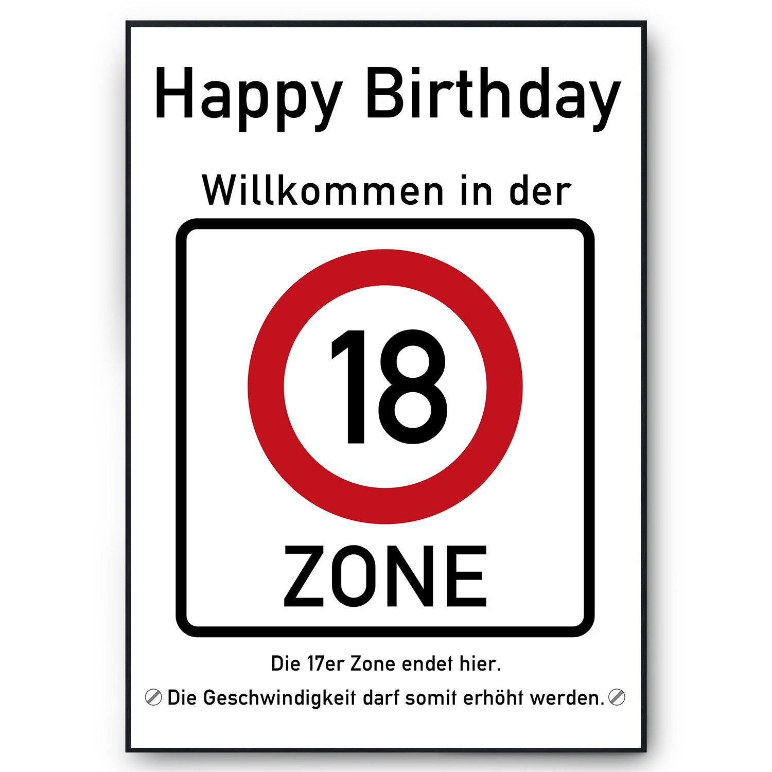 Tigerlino Poster 18. Geburtstag Geschenk Verkehrszeichen