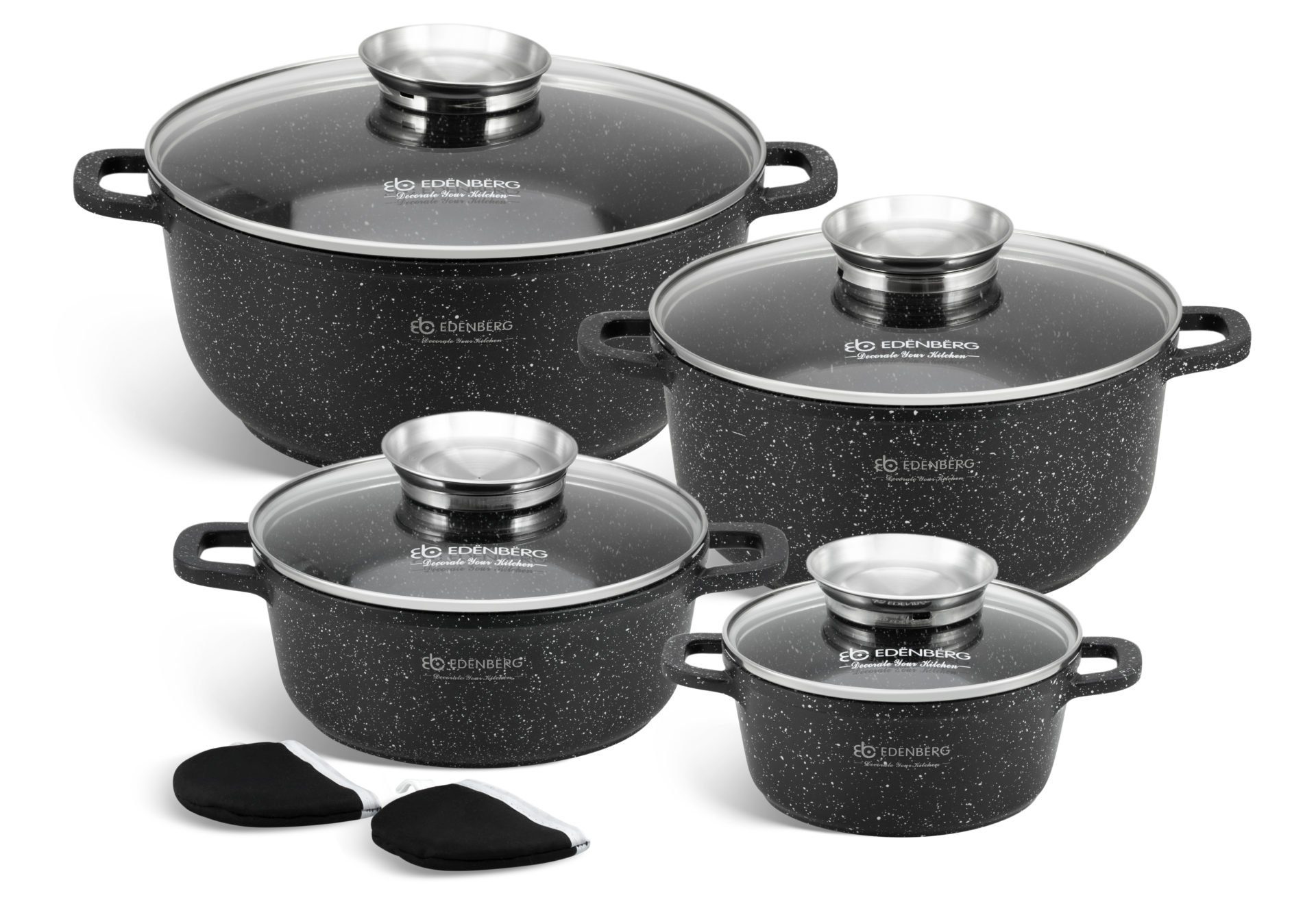 Edenberg Topf-Set Schöne schwarze Töpfe, Topfset,