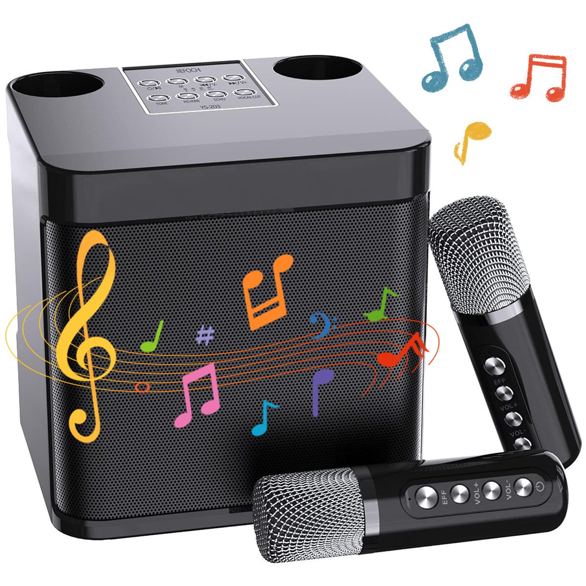 ZEUOPQ mit 2 Mikrofonen,Mini Karaoke Anlage,