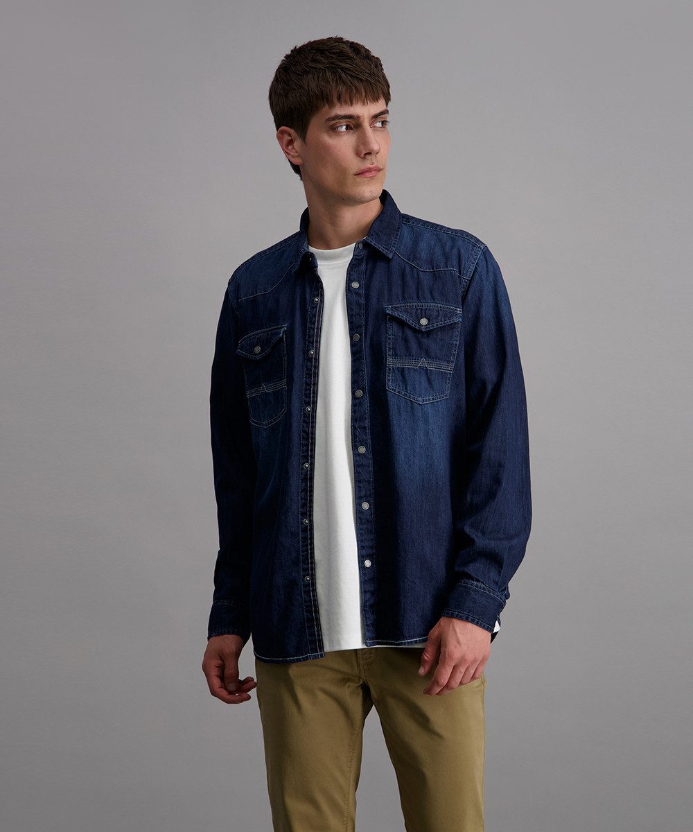 Pioneer Authentic Jeans Jeanshemd mit abgerundetem