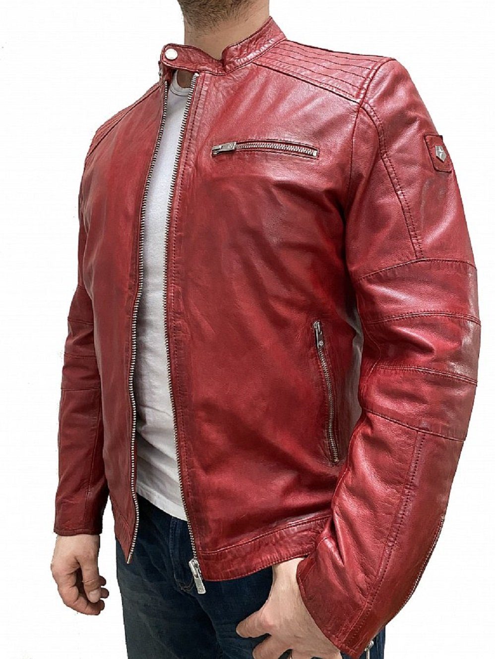 Milestone Lederjacke Herren Lederblouson aus Lammnappa