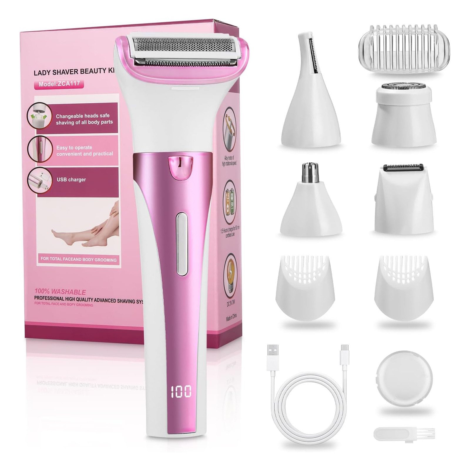 LEAZZLE IPL-Haarentferner 5-in-1 Elektrischer Rasierapparat mit