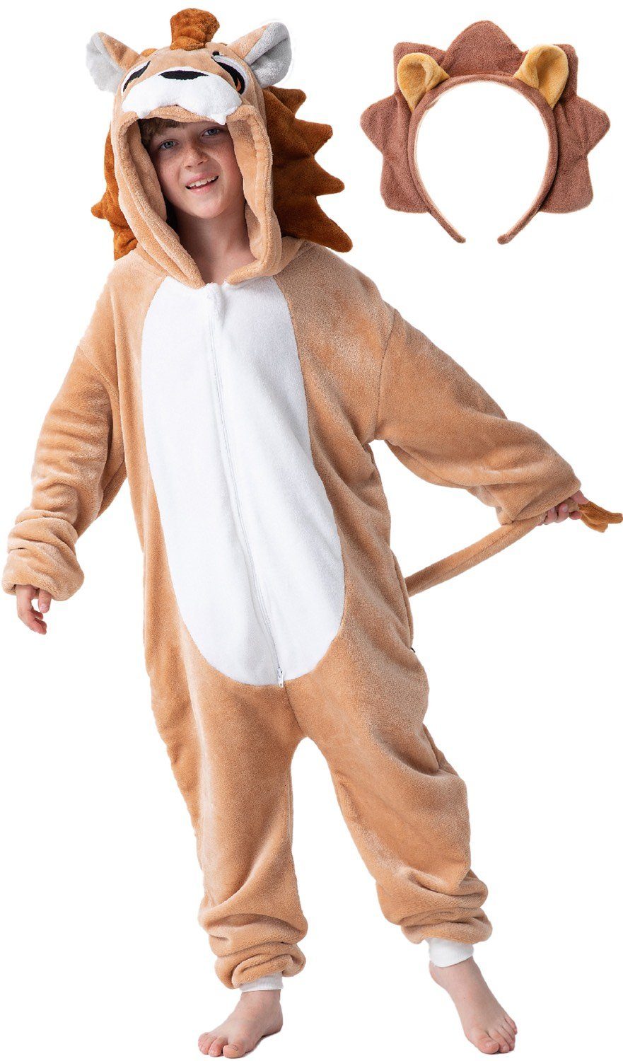 Corimori Jumpsuit Flauschiges Löwen-Kostüm für Kinder