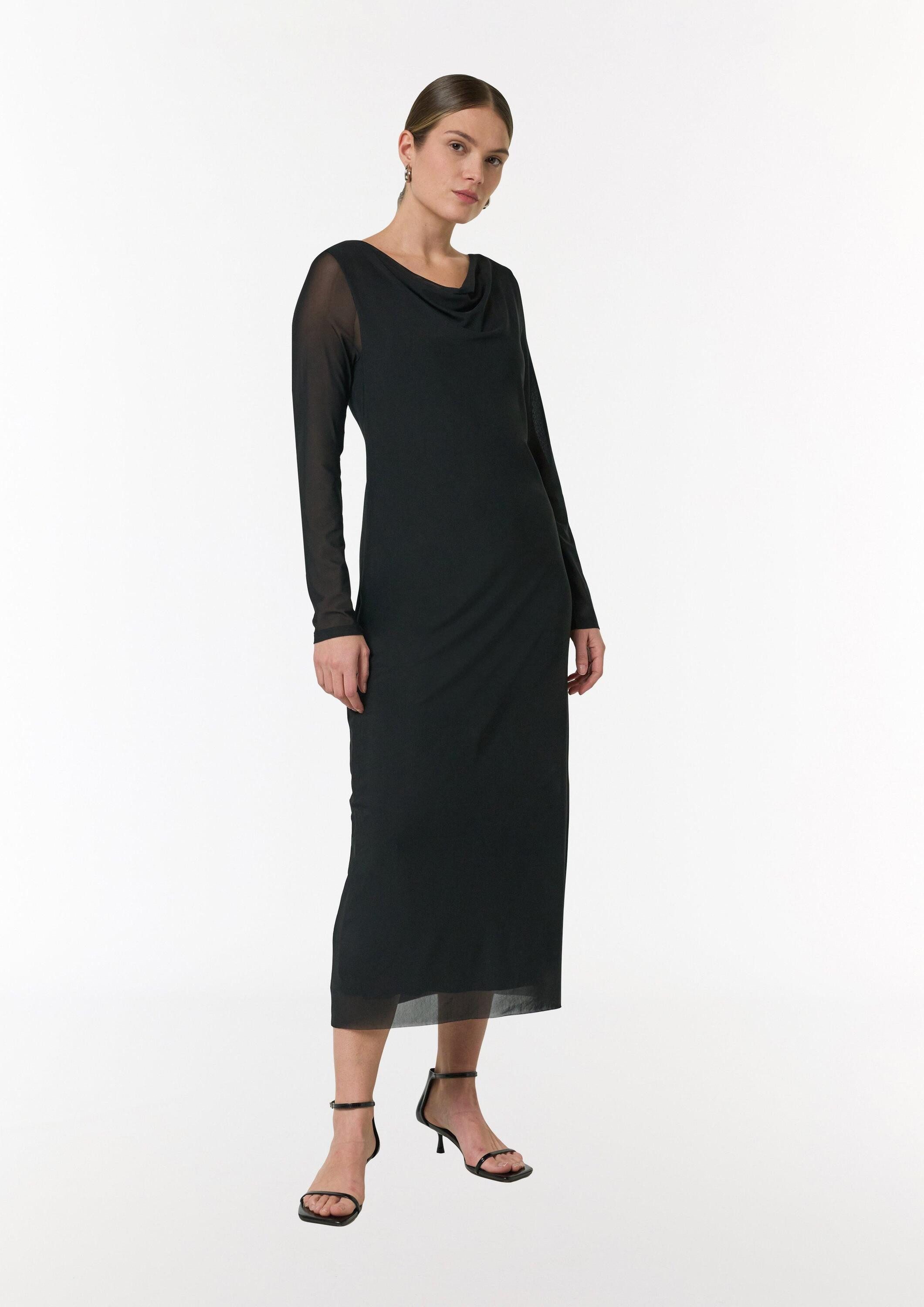 comma Midikleid Kleid Mesh-Kleid im Slim