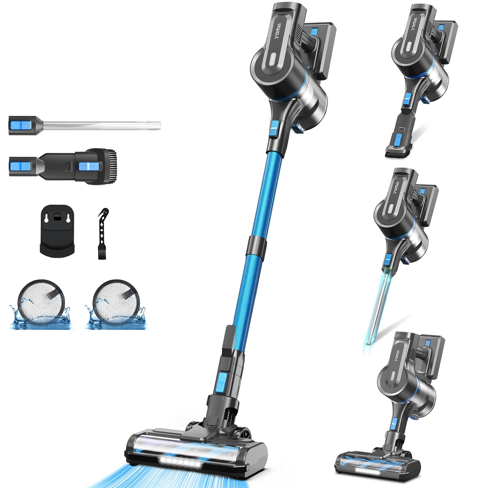 Yoma Akku-Hand-und Stielstaubsauger Staubsauger,Akku Staubsauger,55000pa,Akku Handstaubsauger,Akkusauger,