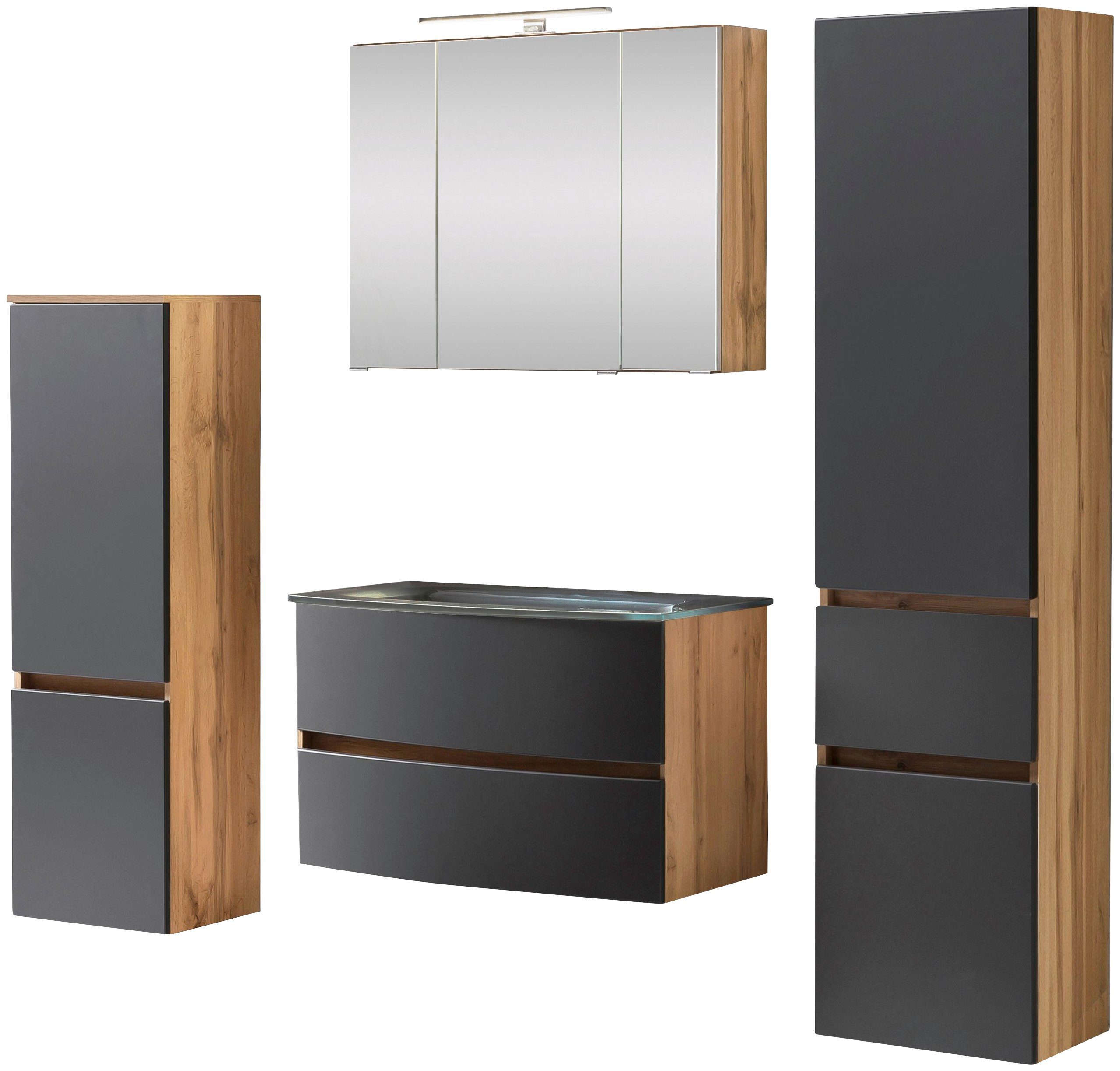 welltime Badezimmer-Set Kaunas, (Set, 4-St), Waschtisch-Set