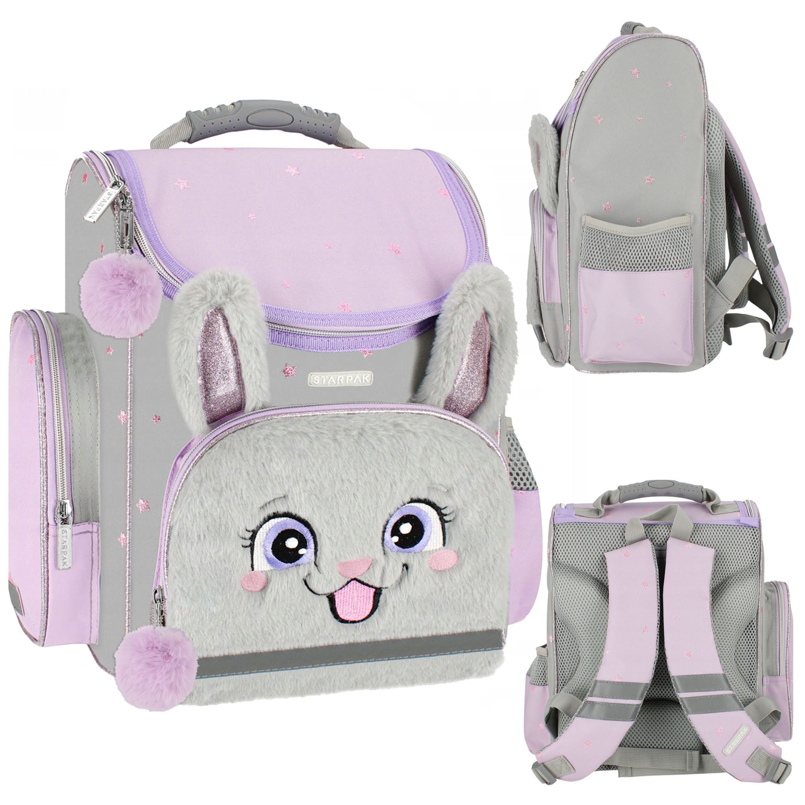 Sarcia.eu Schulrucksack Lilafarbener Mädchen-Schulrucksack, Kaninchen 37x34x20cm,