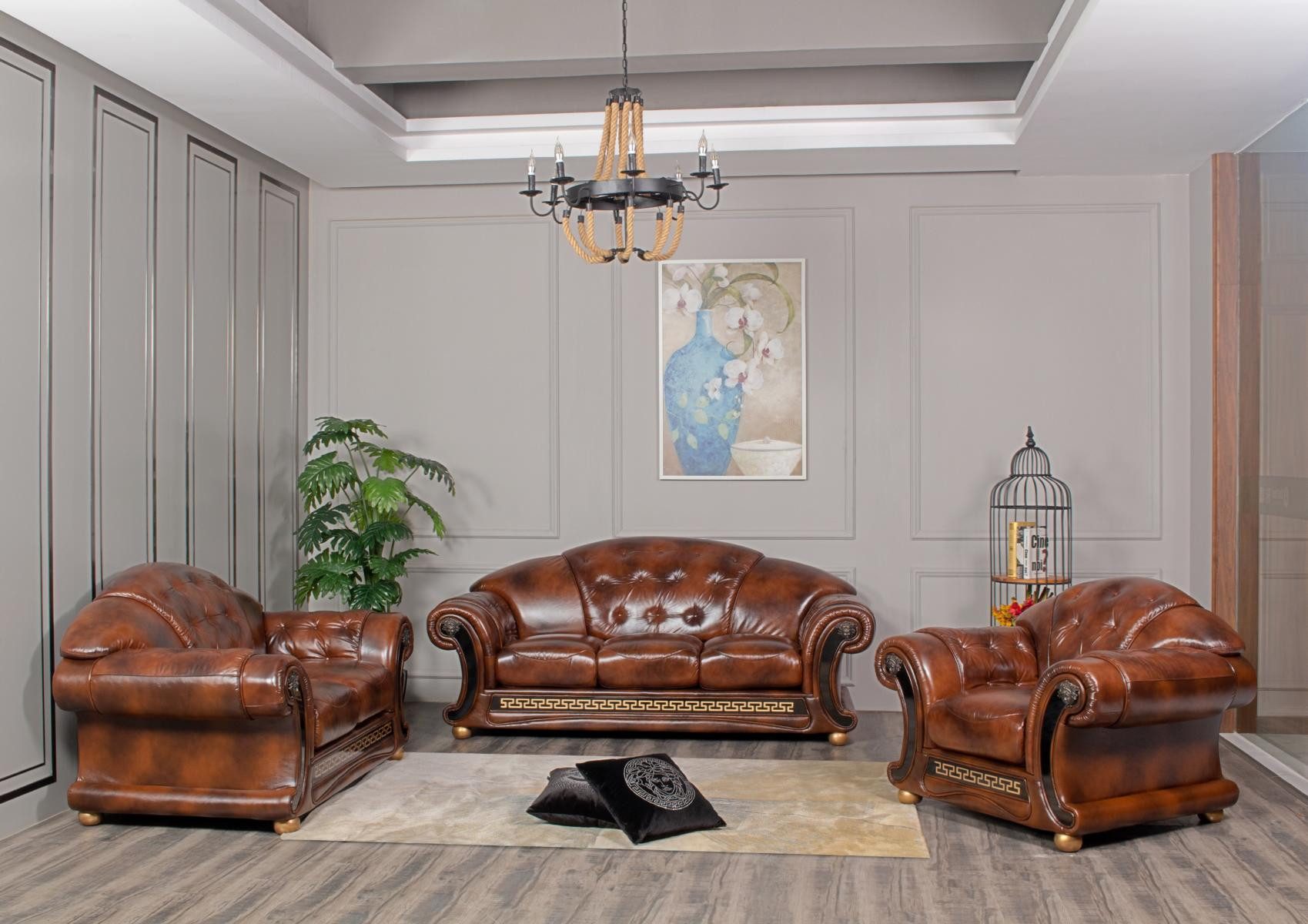 Salottini Polstergarnitur Chesterfield Oriental Leder Sofagarnitur