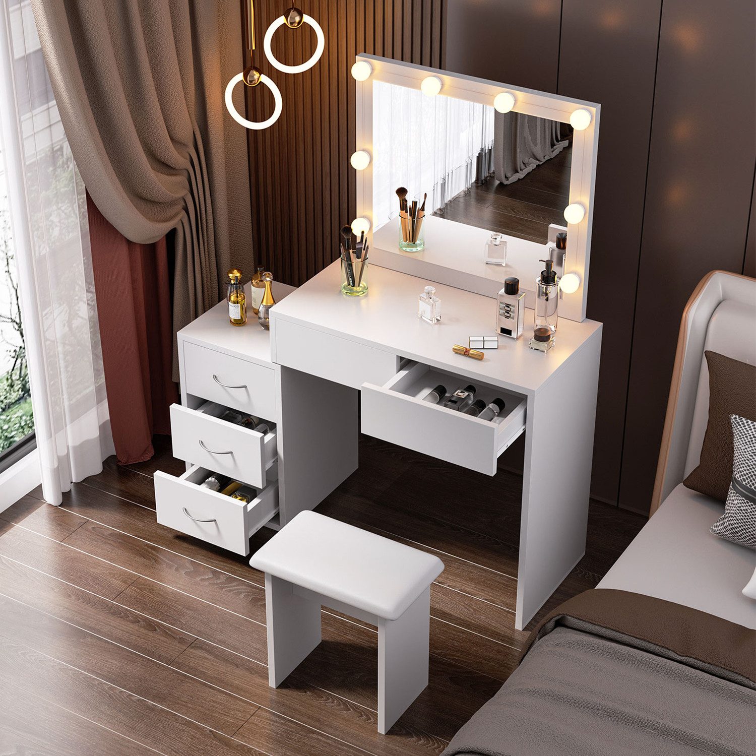 LOVONLIVE Schminktisch Hollywood-Schminktisch, beweglicher Schrank, Helligkeit