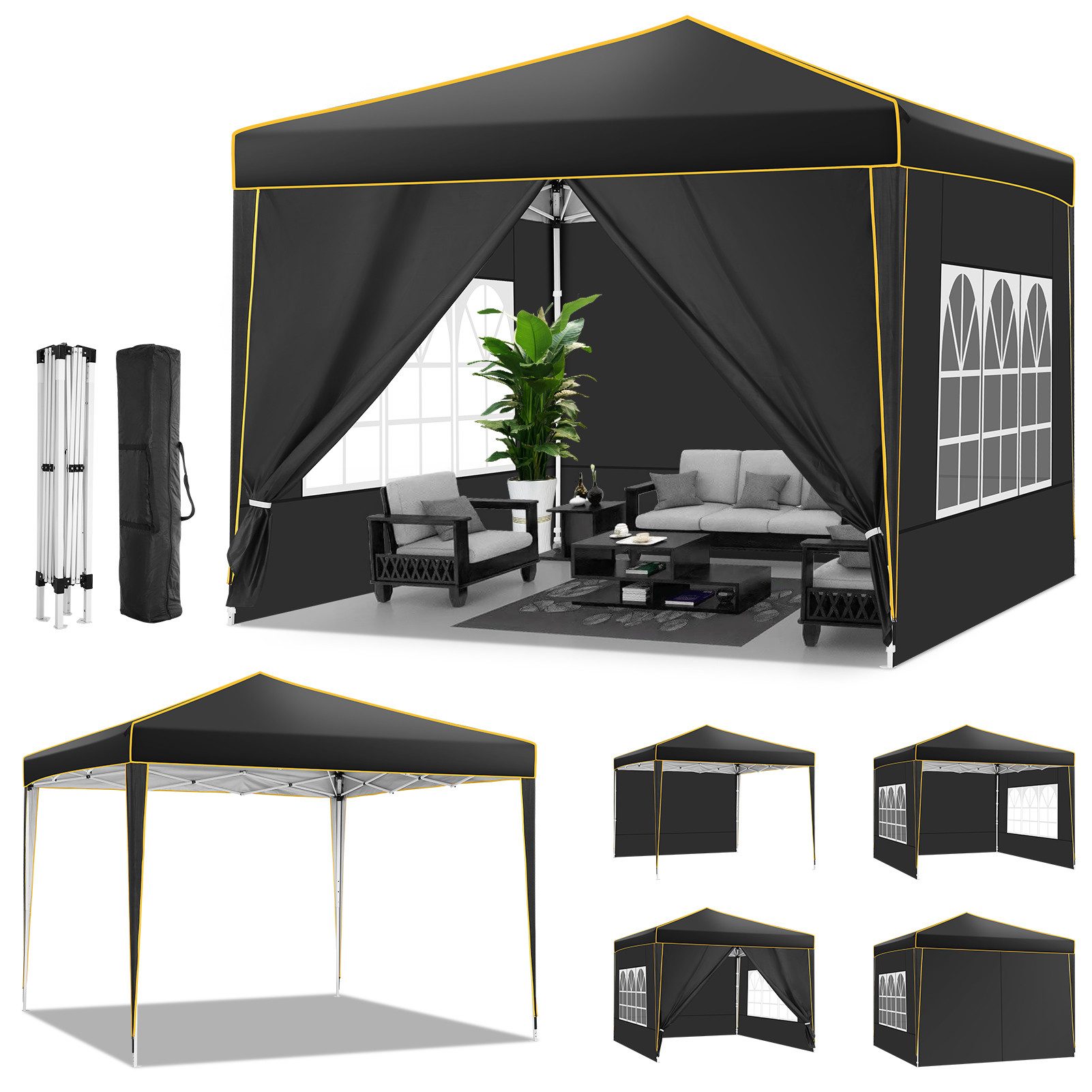 LUCKZON Pavillon 3x3m, Pop Up Pavillon