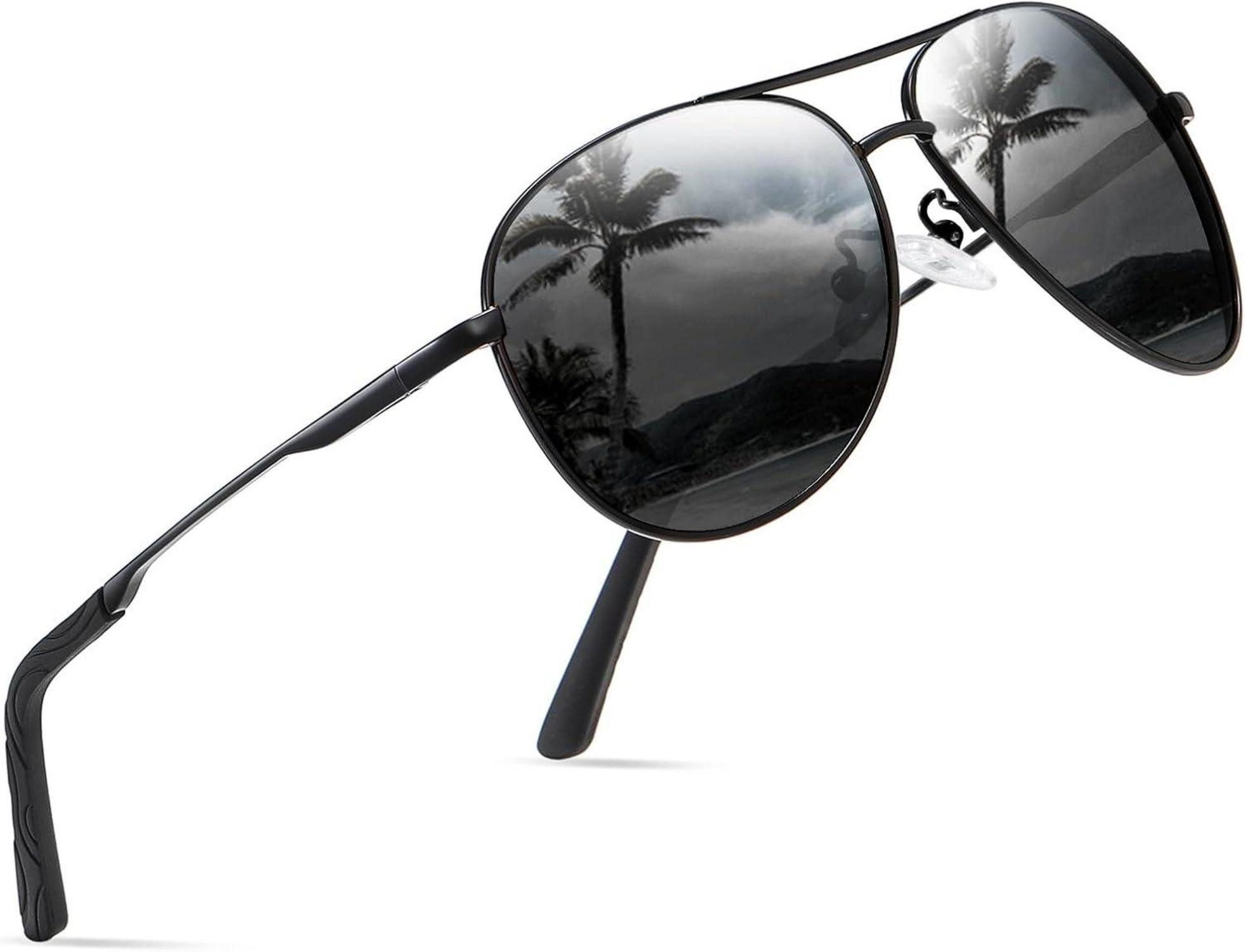 LuxusKollektion Sonnenbrille Polarisierte Sonnenbrille Schwarz Metallrahmen