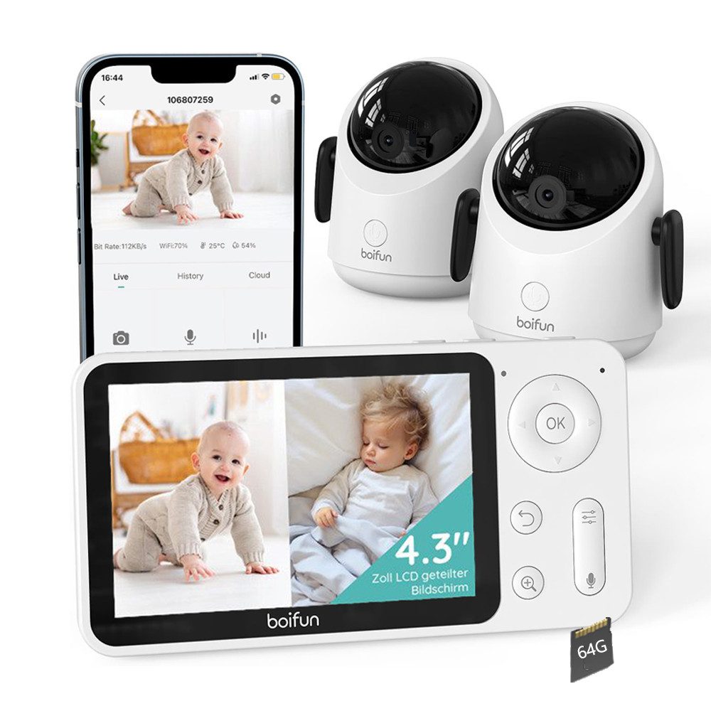 Boifun Video-Babyphone WLAN Babyphone mit 2