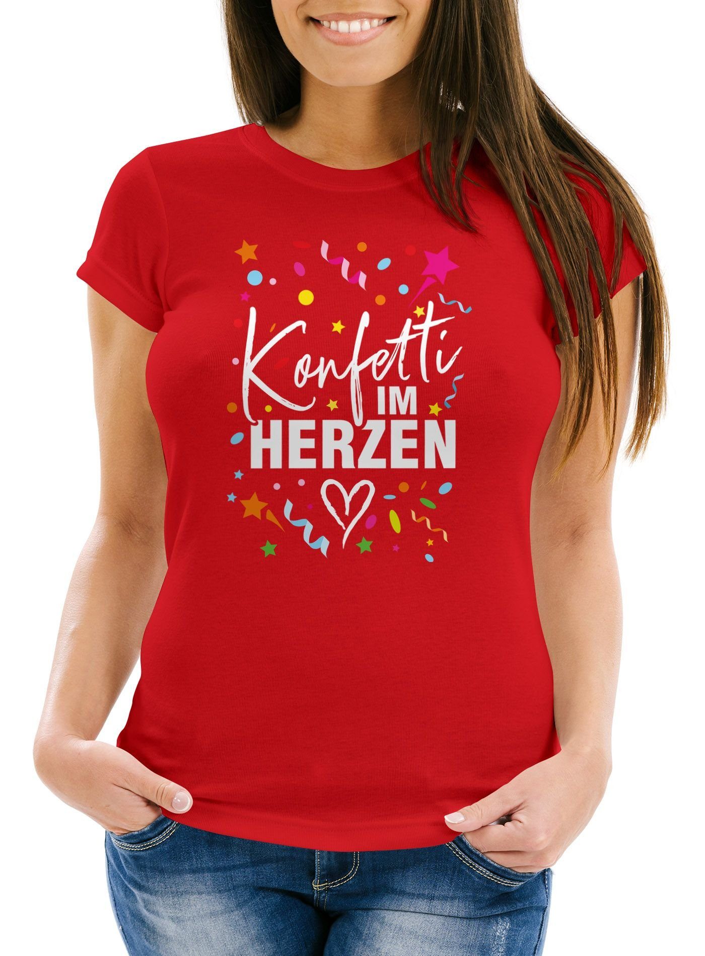 MoonWorks Print-Shirt Damen T-Shirt Fasching Karneval