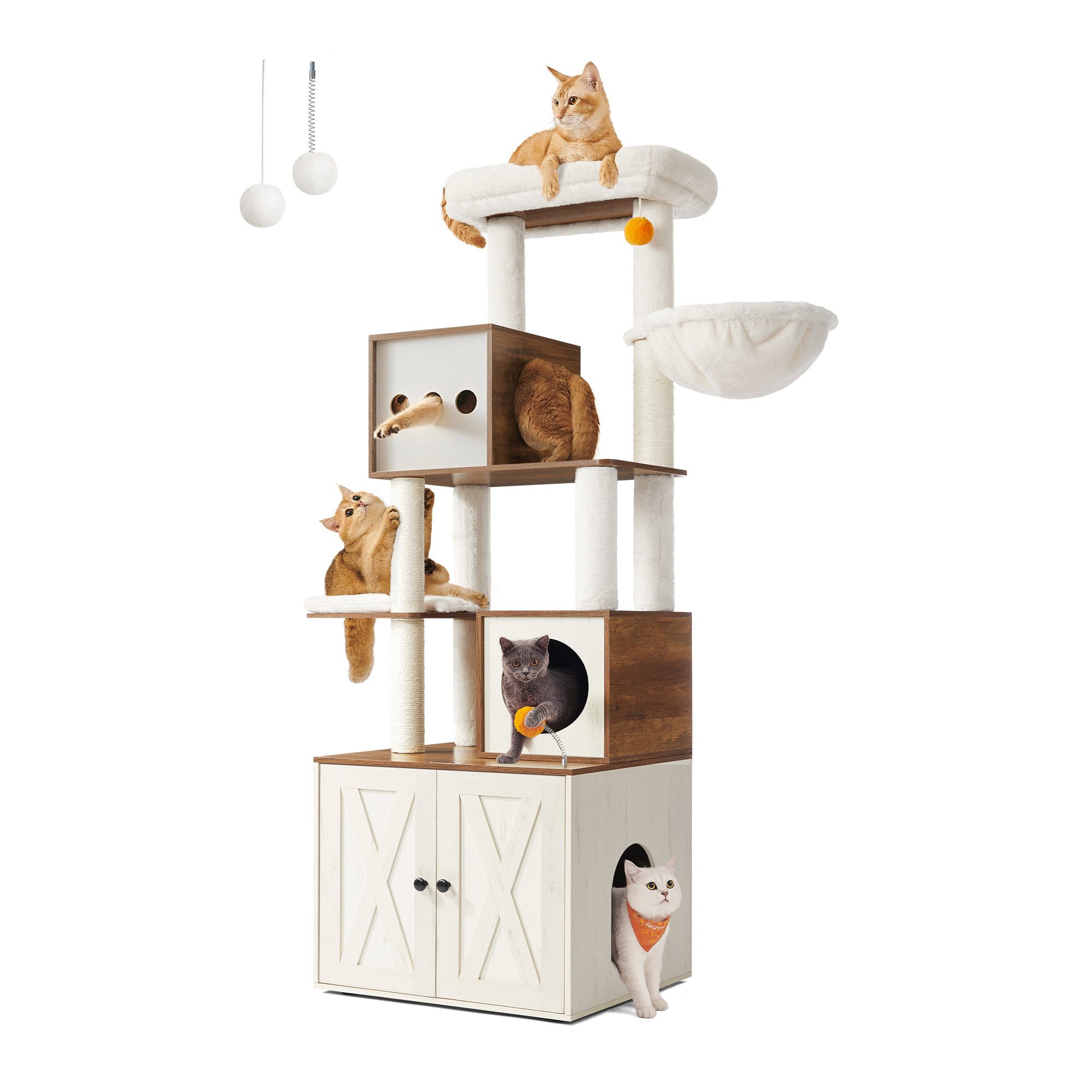 FEANDREA Kratzbaum, mit Katzenklo-Schrank 185cm Kratzsäule