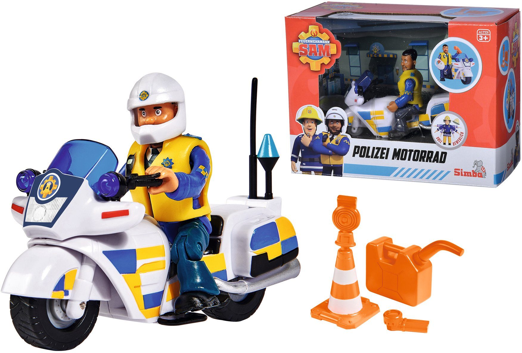 SIMBA Spielzeug-Motorrad Feuerwehrmann Sam, Polizei Motorrad