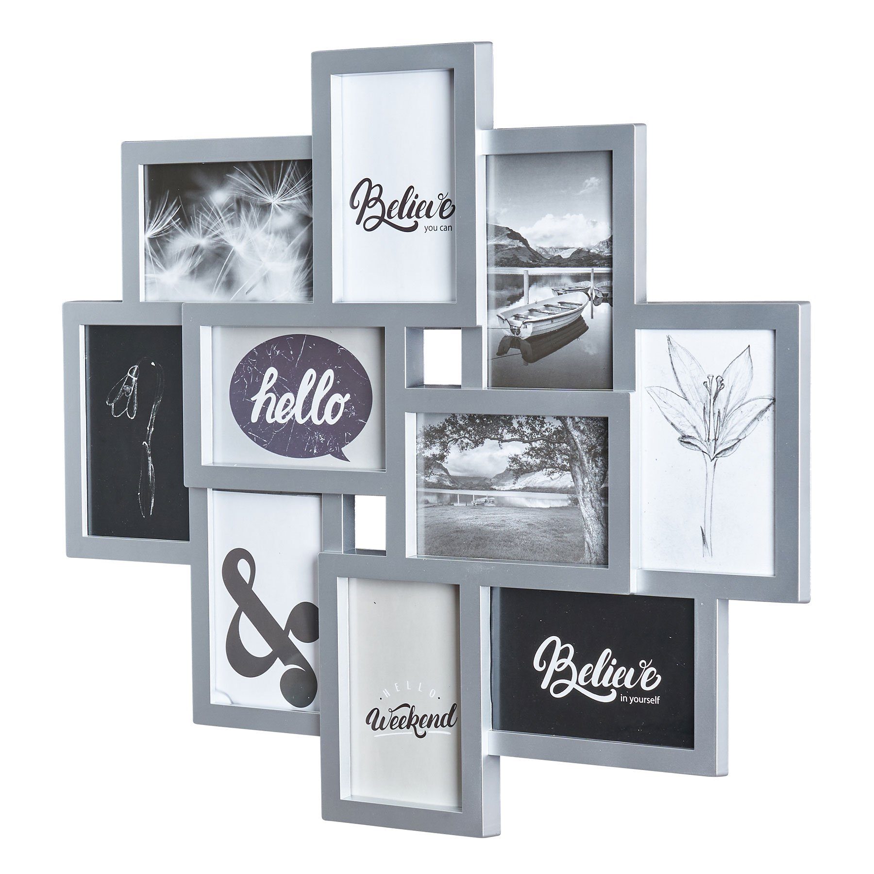 Levandeo® Bilderrahmen Collage, Bilderrahmen Silber 10