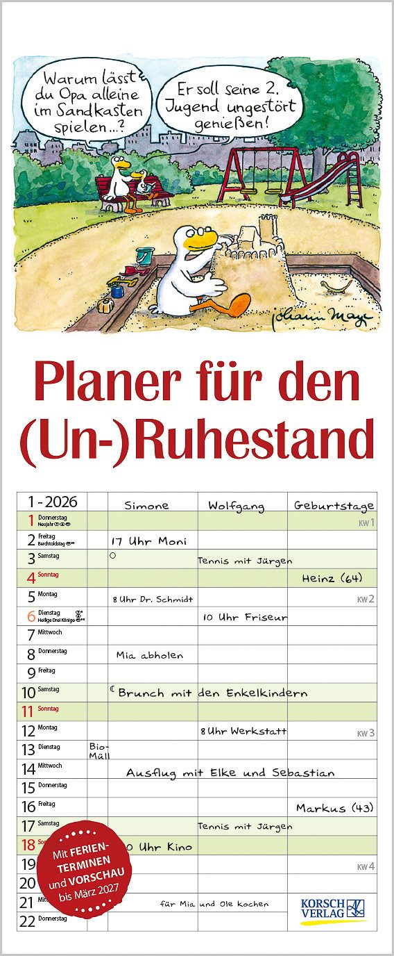 Korsch Verlag Familienkalender Korsch Kalender Planer