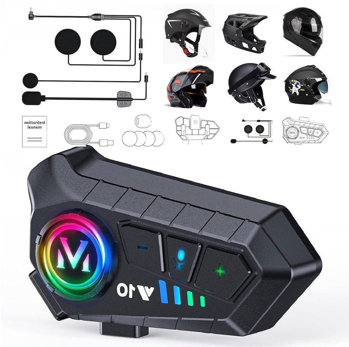 Novzep Motorradhelm Bluetooth-Headset drahtloses Bluetooth-Kopfhörer