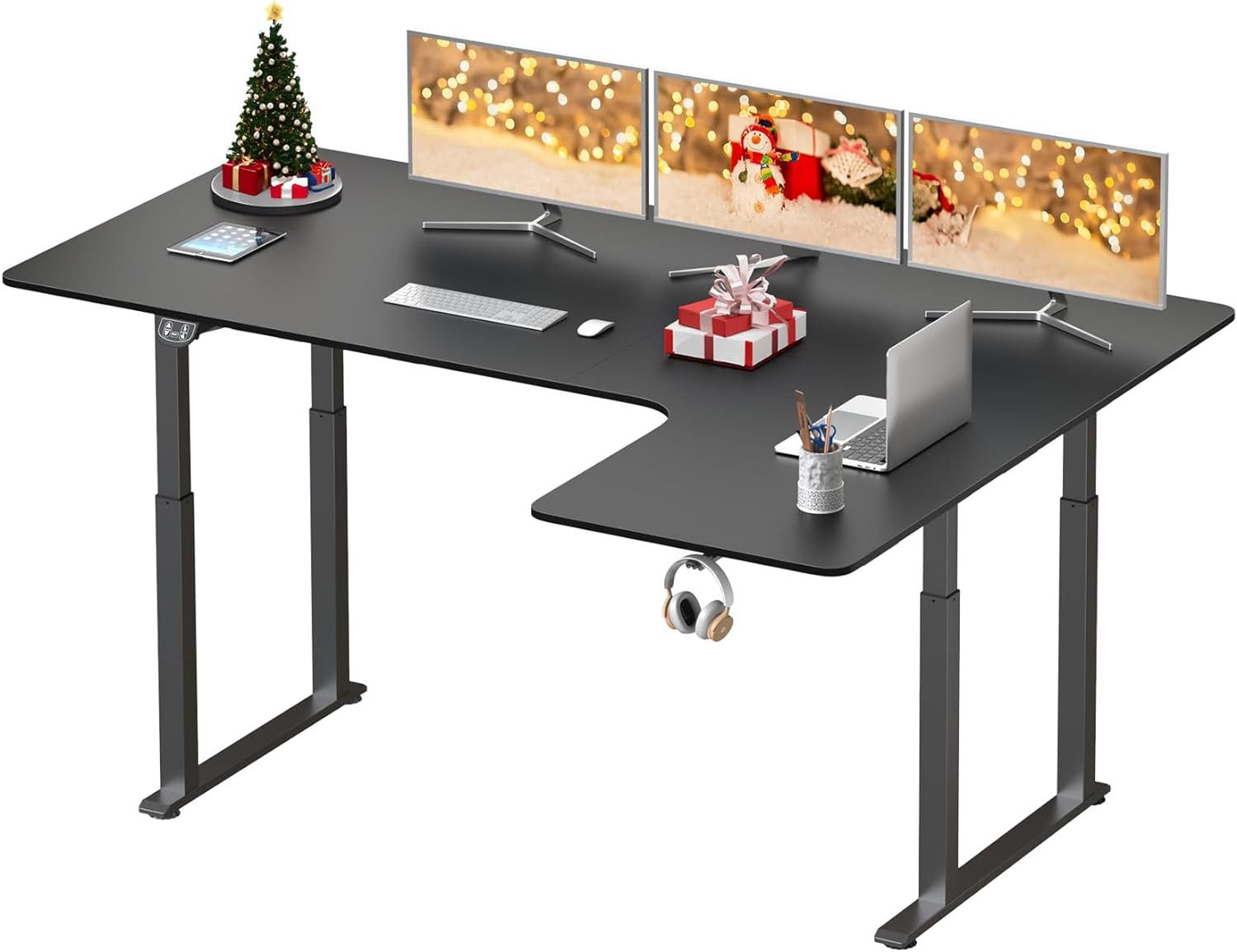 Dripex Eckschreibtisch Elektrisch Höhenverstellbar 180x110 L-form