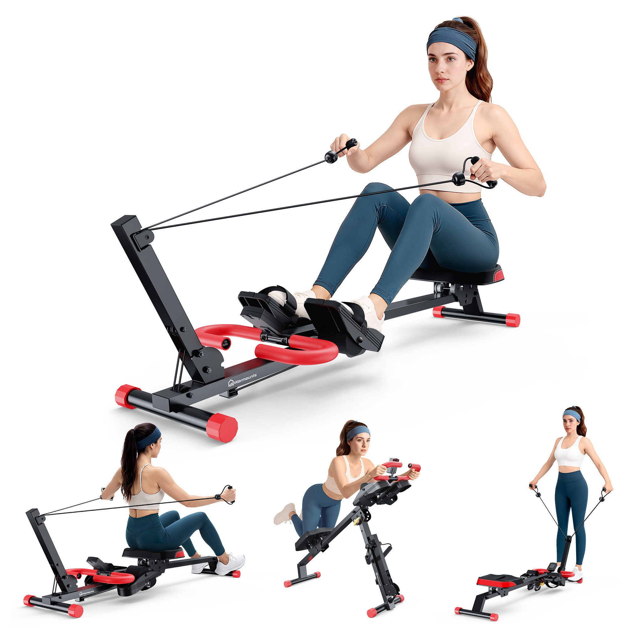 Insma Rudergerät (Heimtrainer für Ganzkörpertraining), 4-in-1
