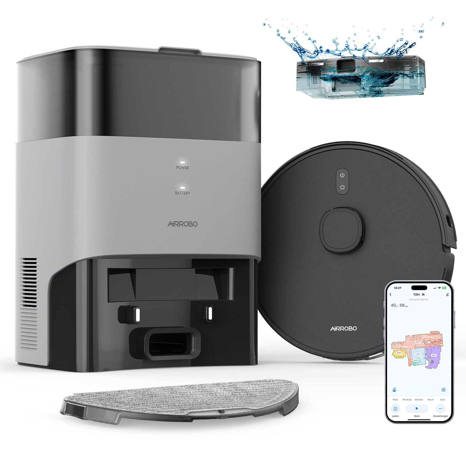 AIRROBO Saugroboter Saugroboter mit Wischfunktion WLAN