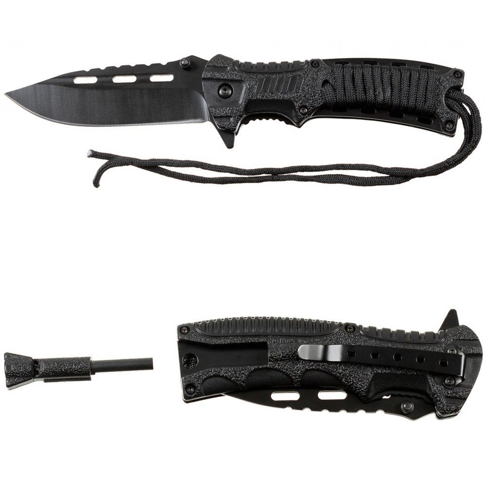 FoxOutdoor Taschenmesser Klappmesser, Einhand, Blackrope, mit