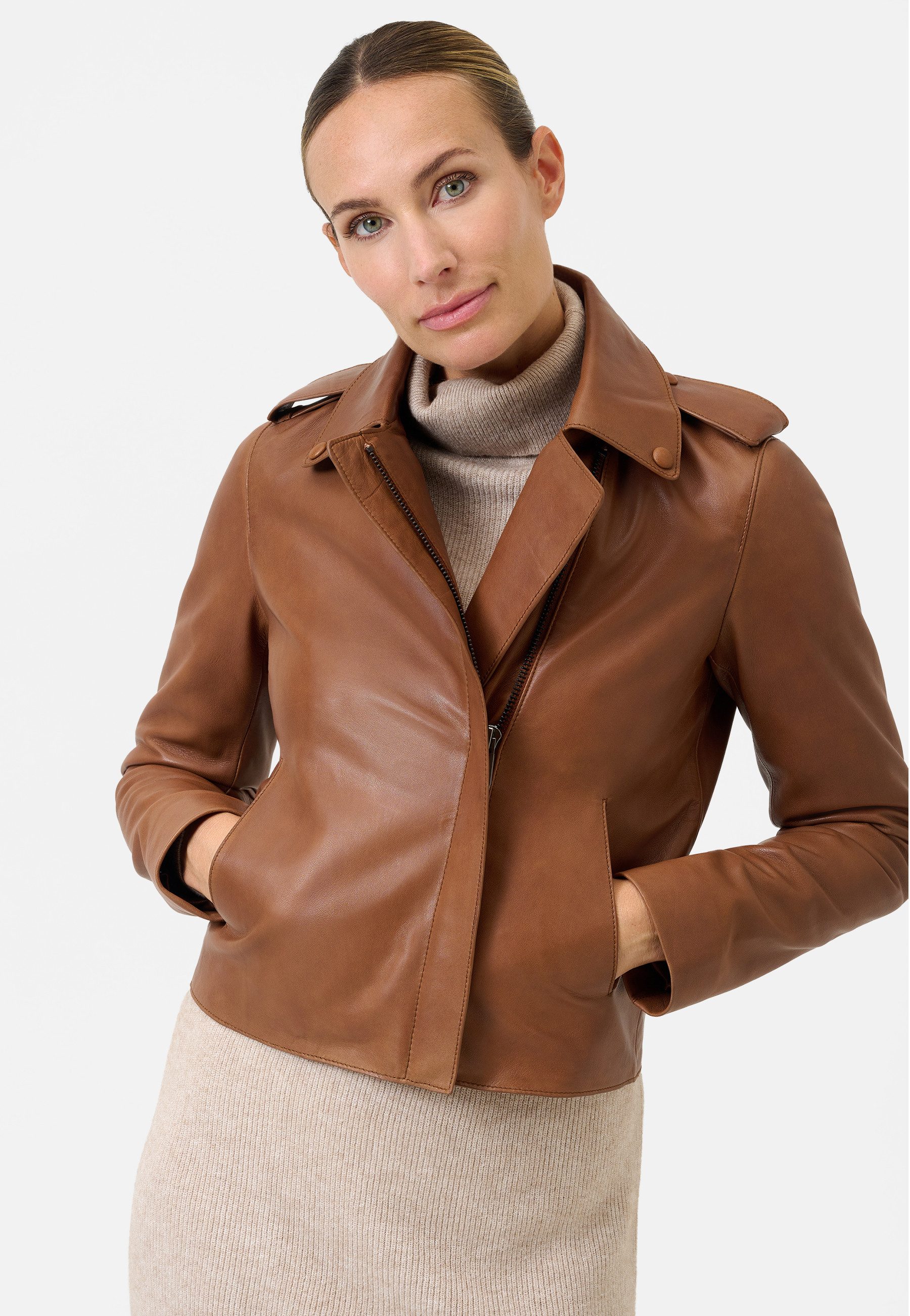 RICANO Lederjacke Juana Lederjacke mit Hemdkragen