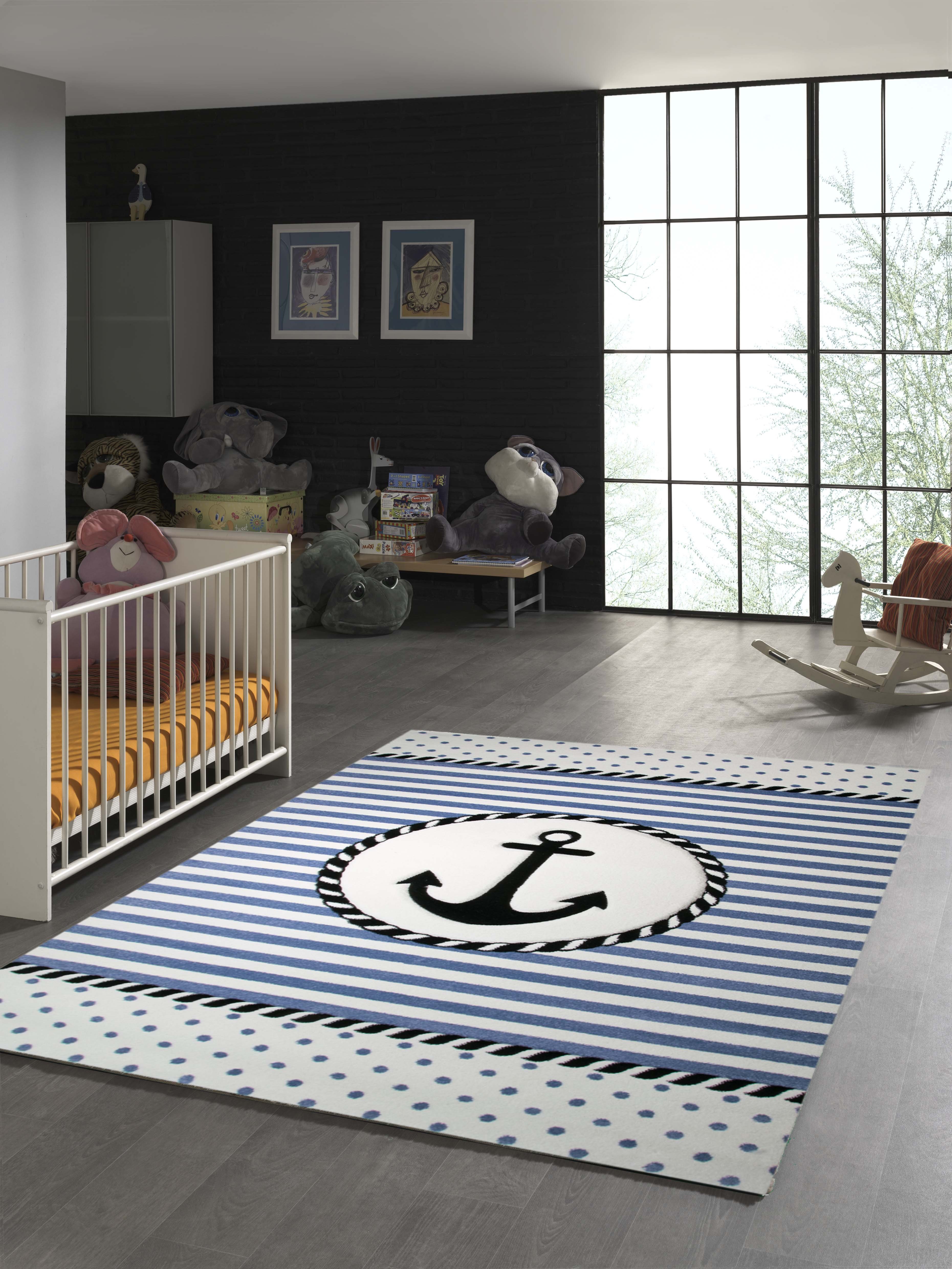 TeppichHome24 Kinderteppich Kinderteppich Maritim mit Anker