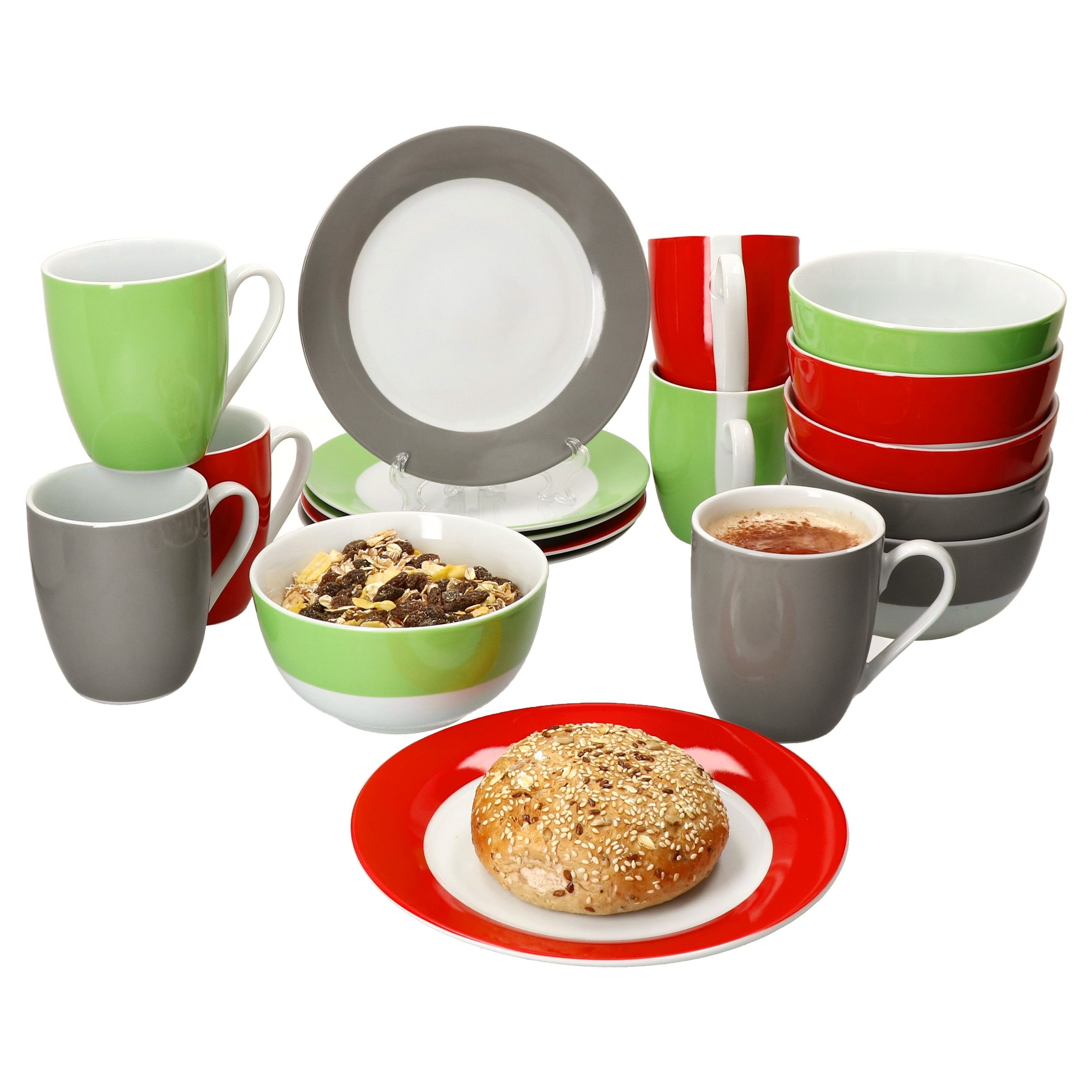 MamboCat Frühstücks-Geschirrset 18tlg Frühstücksset Variant Trio
