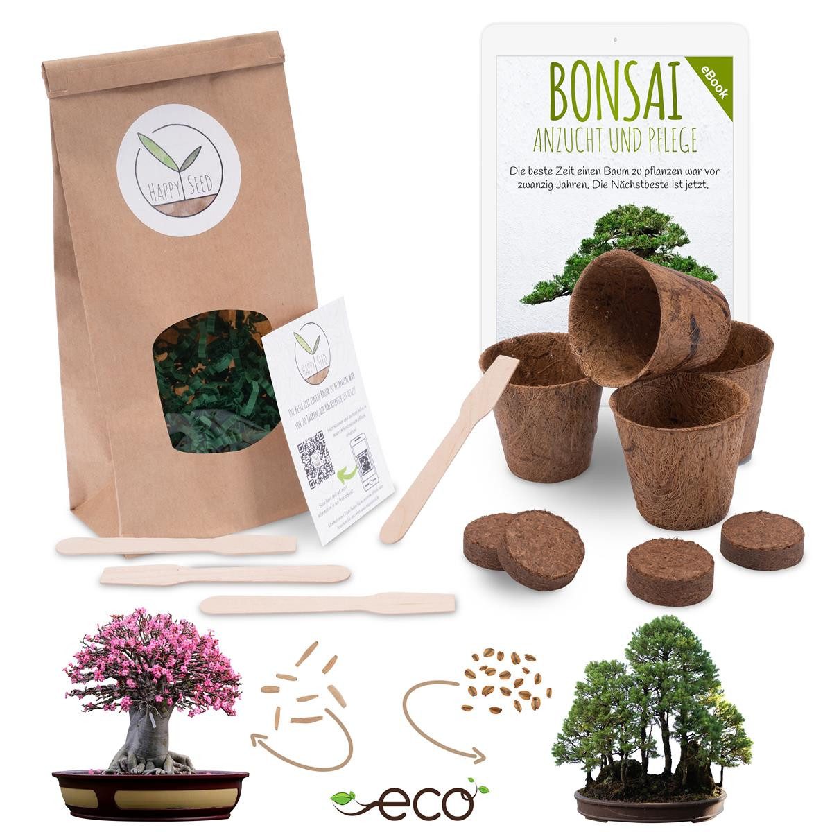 HappySeed Blumensamen Bonsai Anzuchtset inkl. eBook