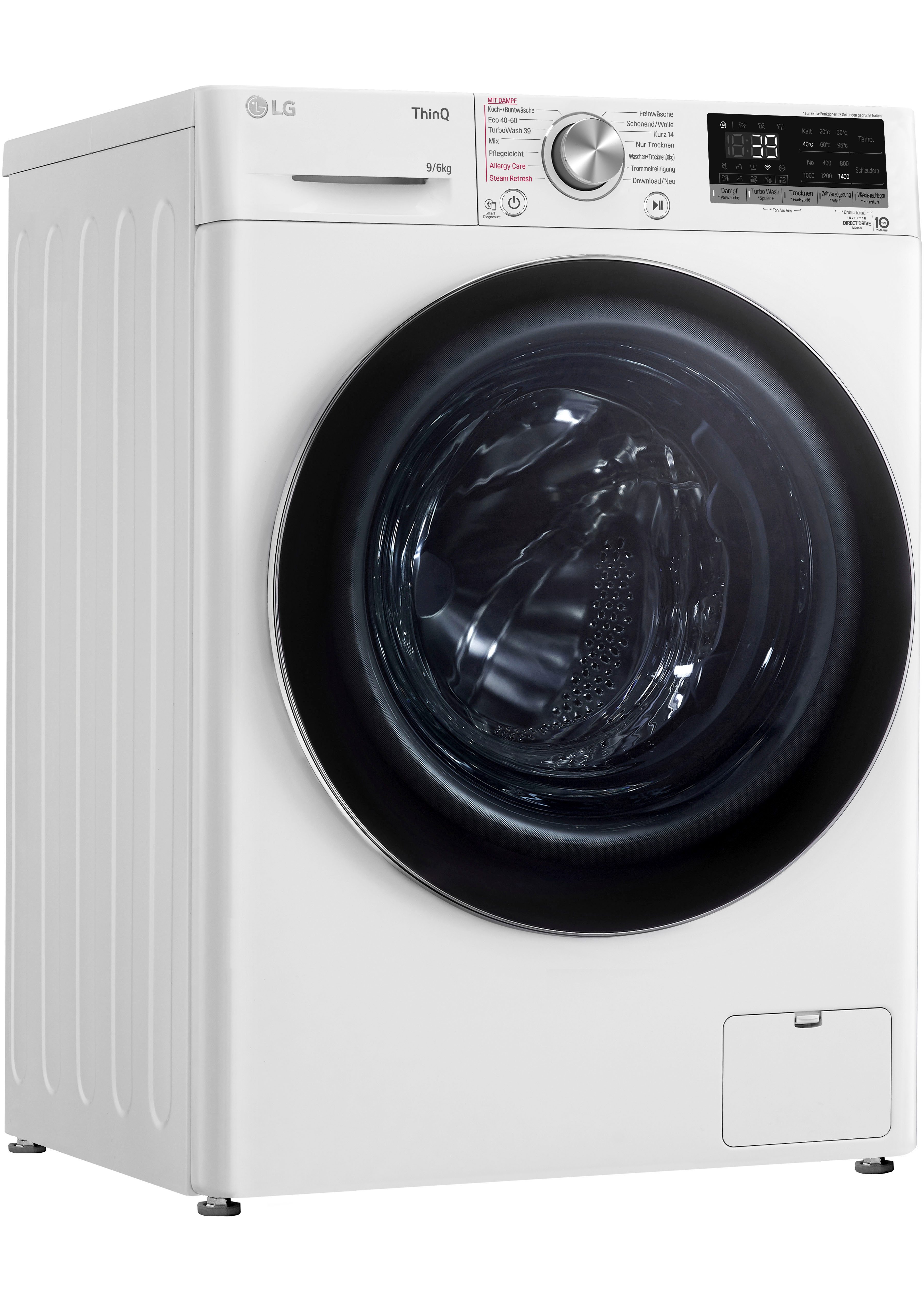 LG Waschtrockner V7WD96H1A, 9 kg, 6