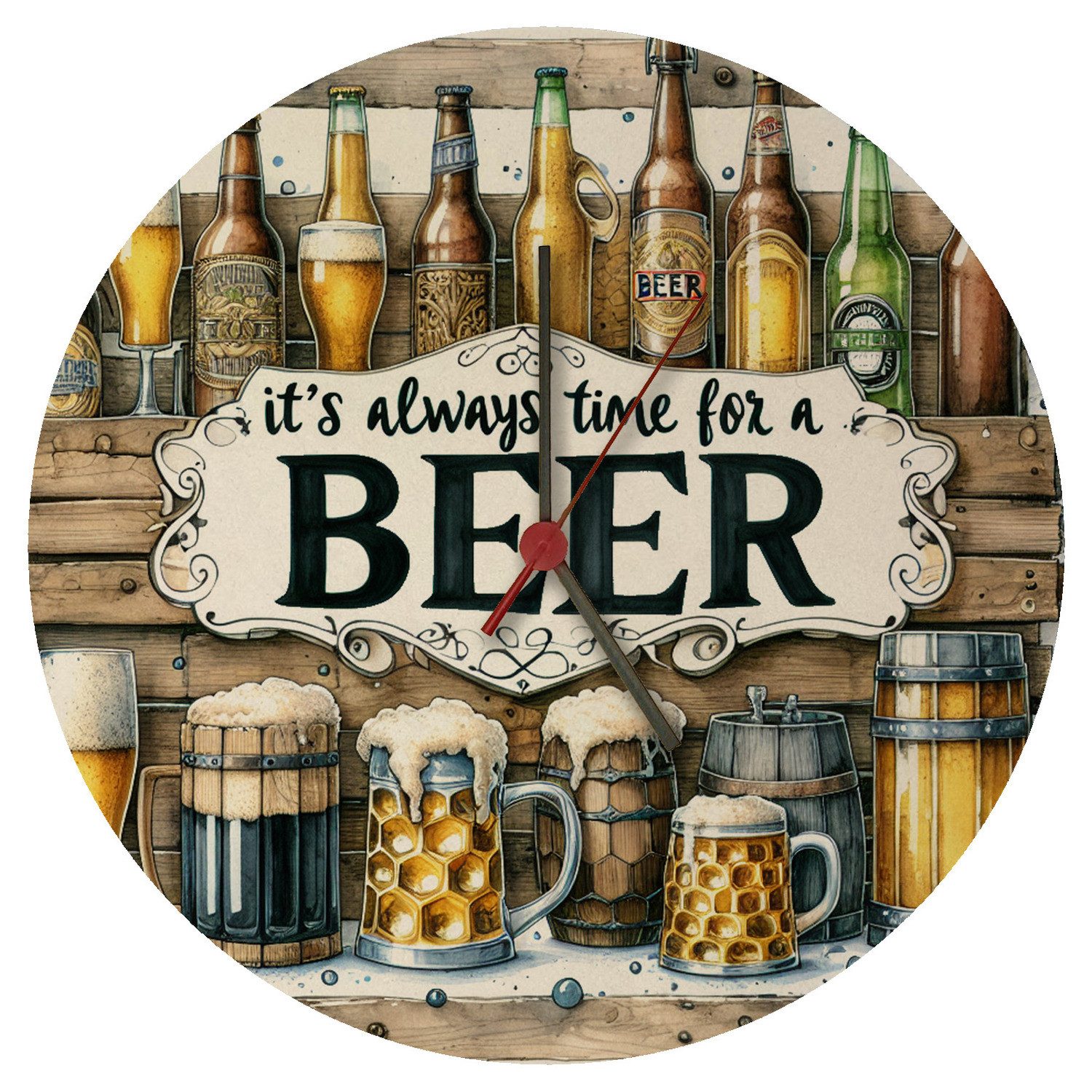 speecheese Wanduhr Bier Wanduhr aus MDF