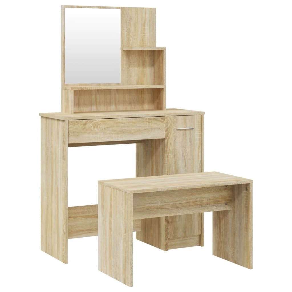 vidaXL Schminktisch Schminktisch-Set Sonoma-Eiche 86,5x35x136 cm