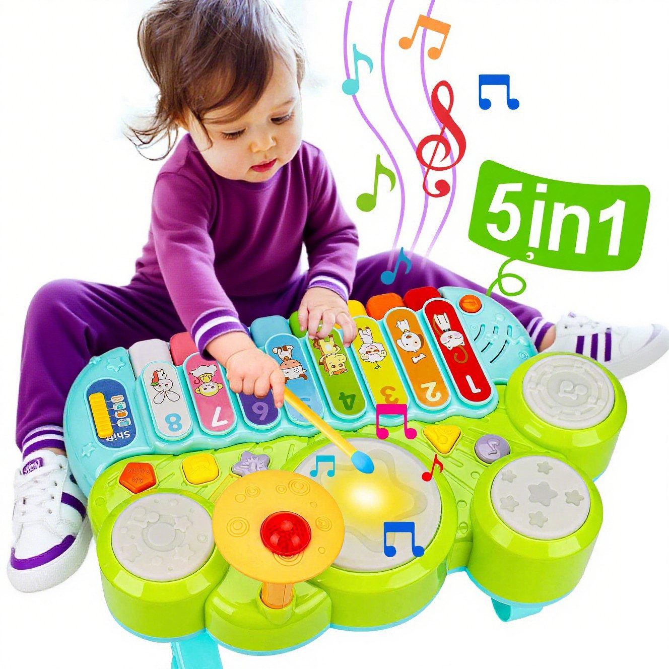 CLTYQ Spielzeug-Musikinstrument 3-in-1-Set mit Klavier, Keyboard