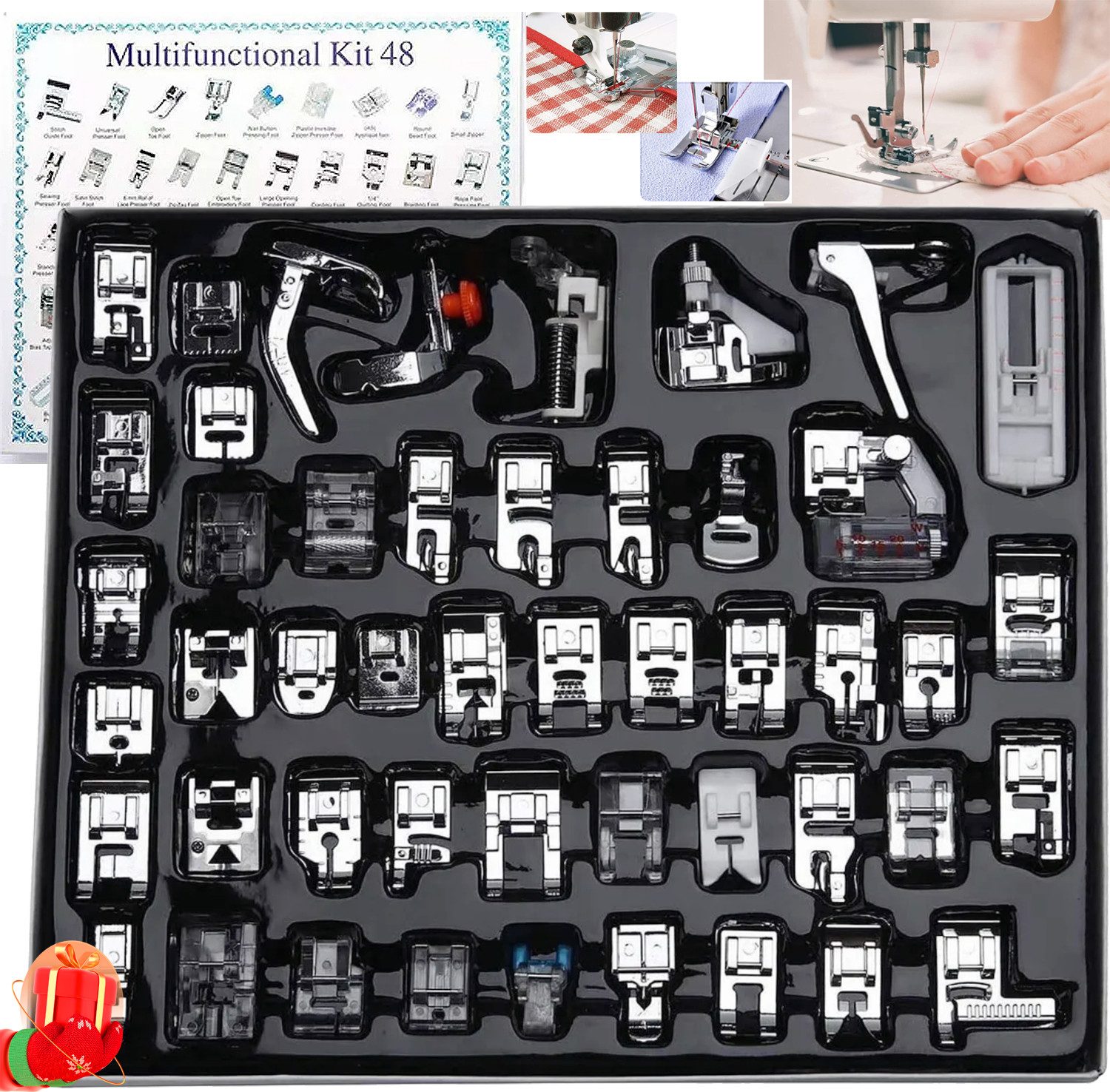 ZEUOPQ Overlock-Nähmaschine Multifunktionales Nähmaschinen-Nähfuß-Set 48-teilig