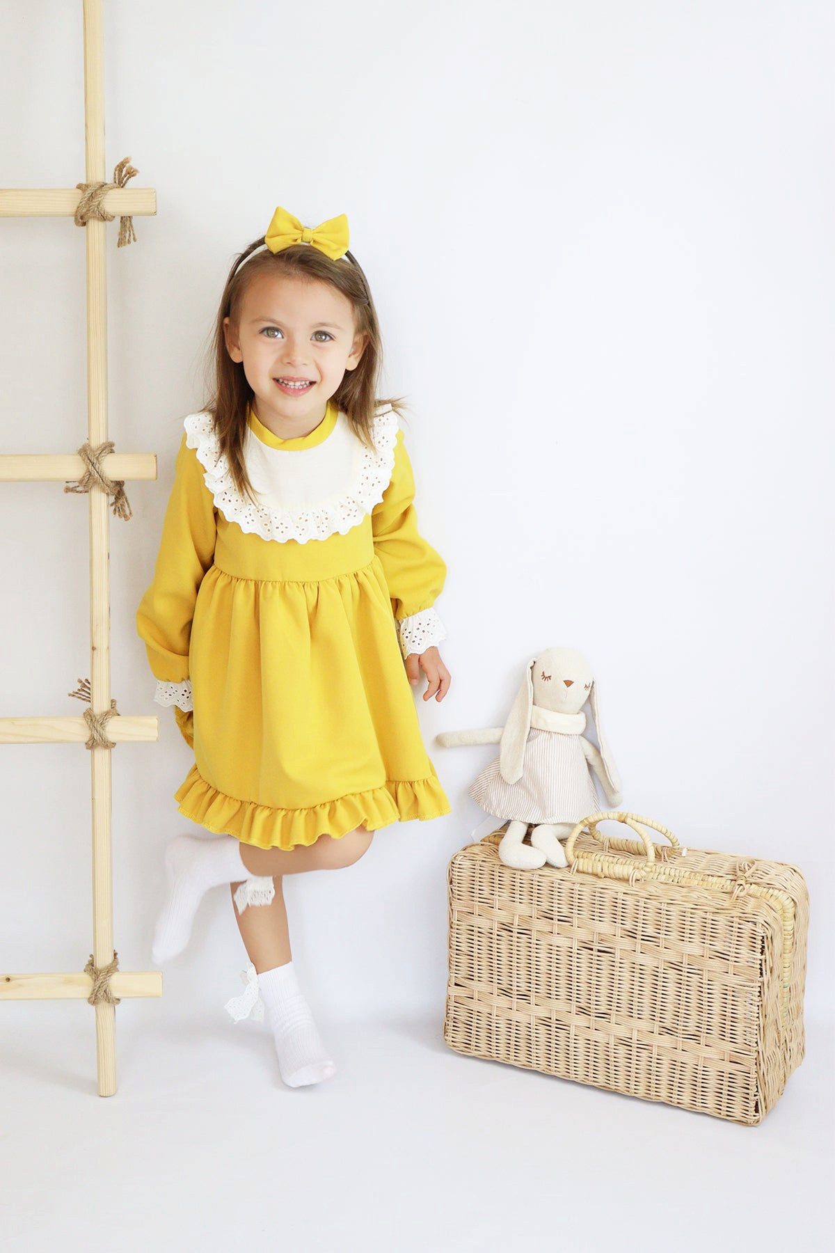Parla Kids Kleid & Haarband Gelbes