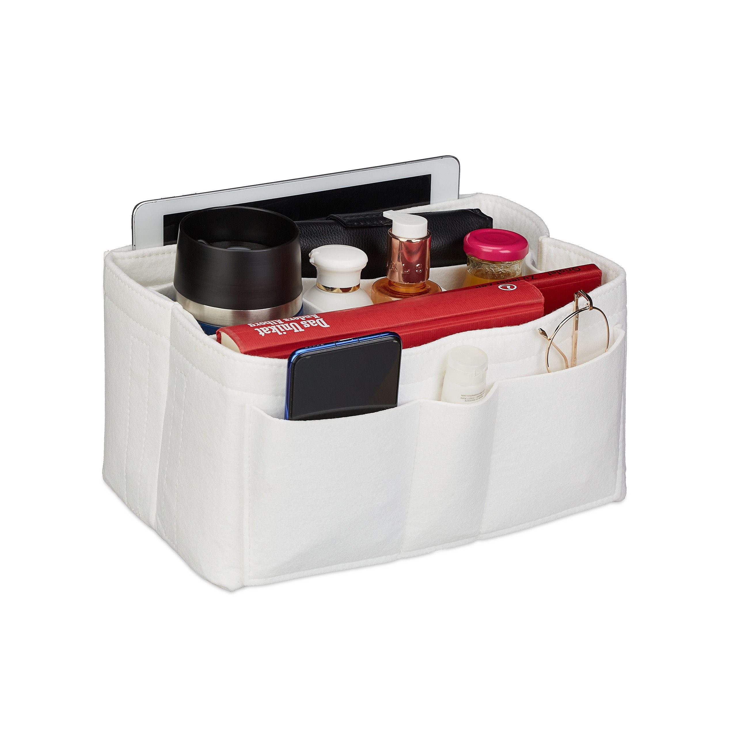 relaxdays Handtasche Taschenorganizer Handtasche Filz weiß,