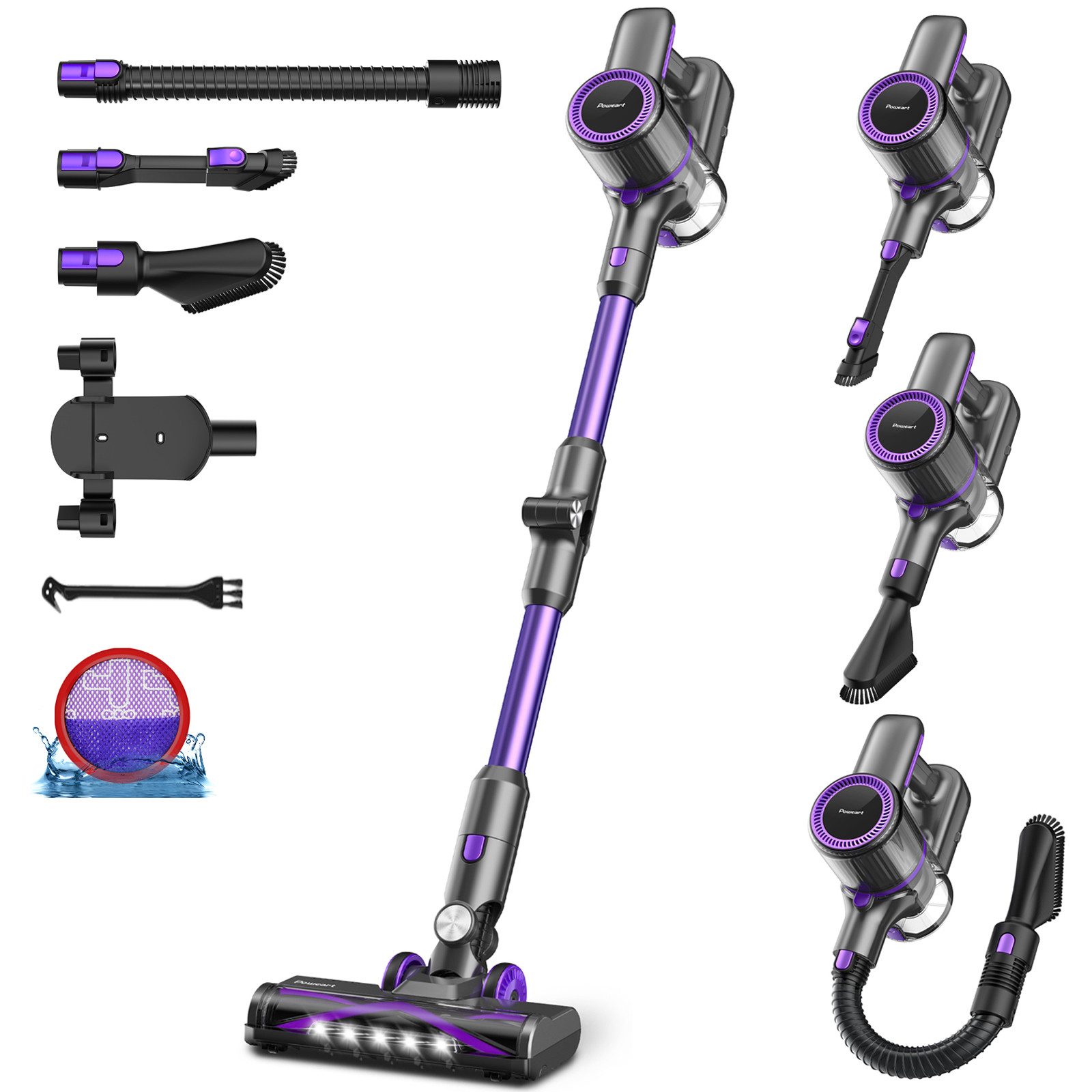 POWEART Akku-Hand-und Stielstaubsauger Akku Staubsauger,Akkusauger,Kabelloser Staubsauger