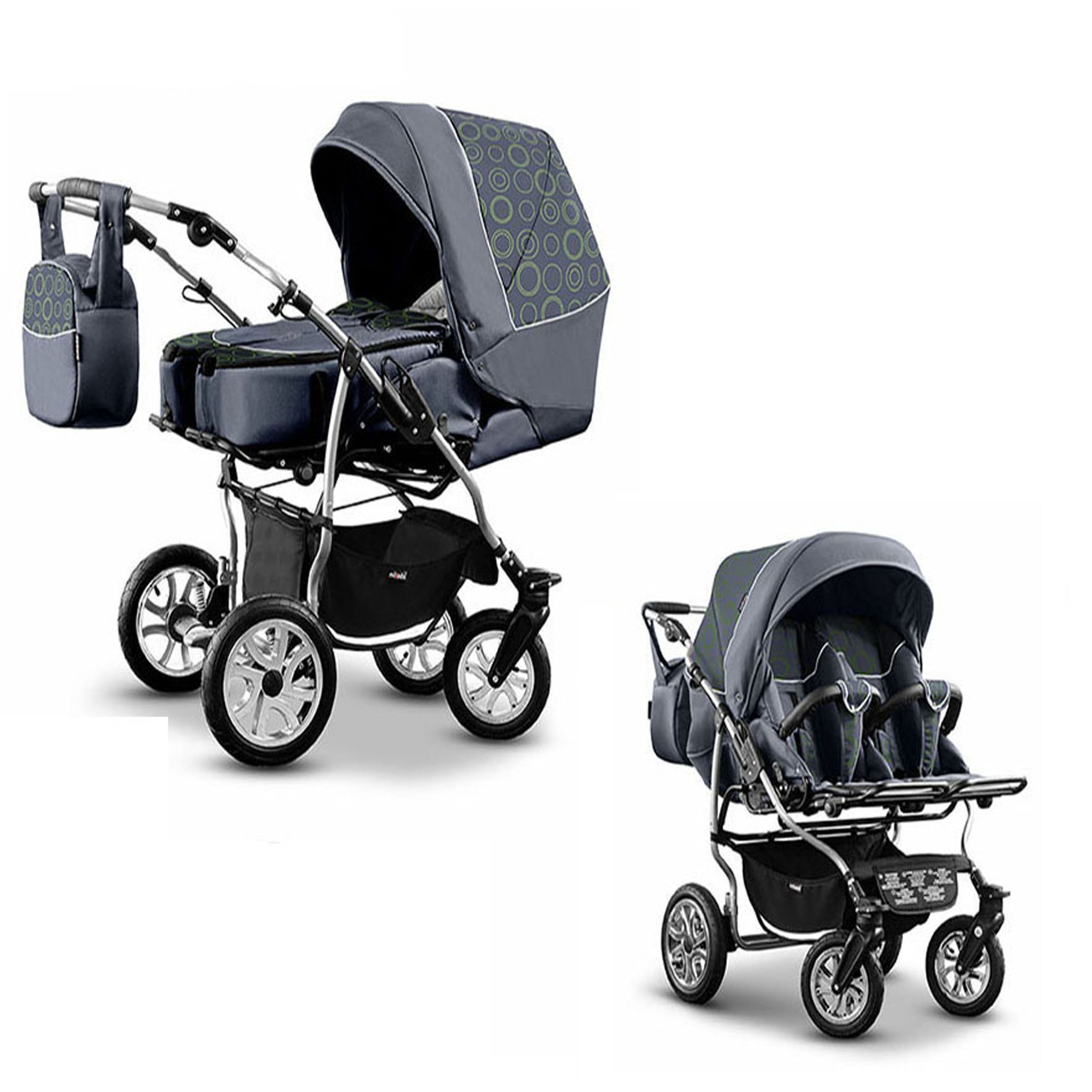 BabyMerc Zwillings-Kombikinderwagen City Twin 2 in