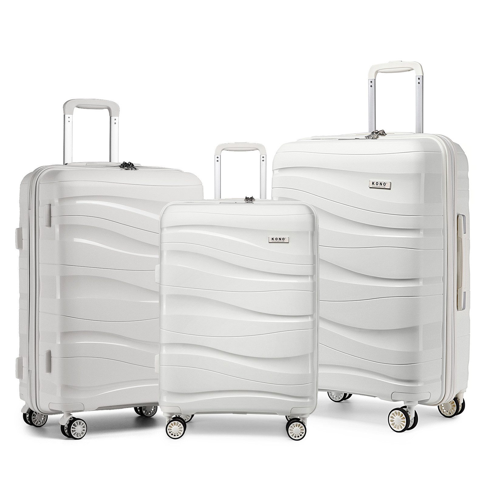 KONO Trolleyset 3-teiliges Reisekoffer-Set aus Polypropylen