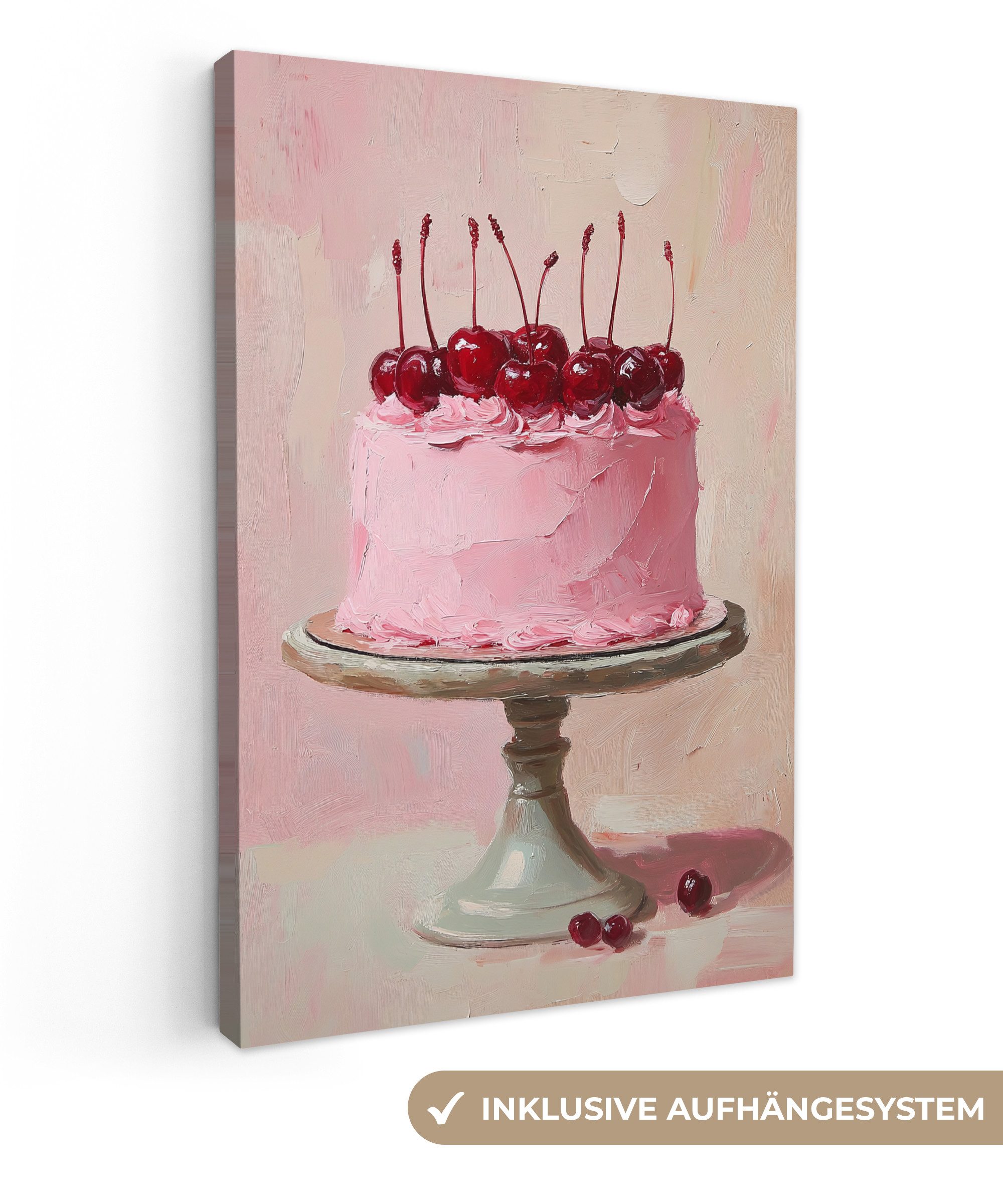OneMillionCanvasses® Leinwandbild Torte - Rosa -