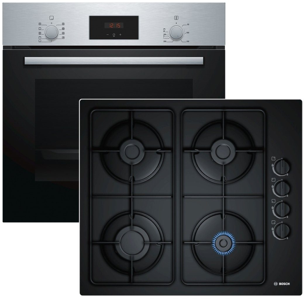 BOSCH Backofen-Set Backofen HBF114ESO mit Gas-Kochfeld