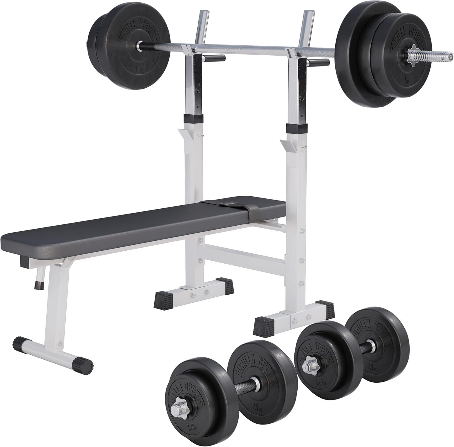 GORILLA SPORTS Hantelbank mit Ablage, Dip-Station,