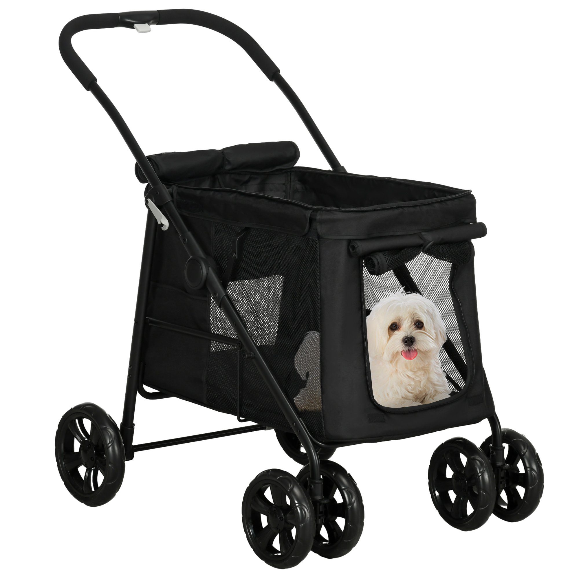 PawHut Hundebuggy Hundewagen, faltbarer Hundetrolley, mit