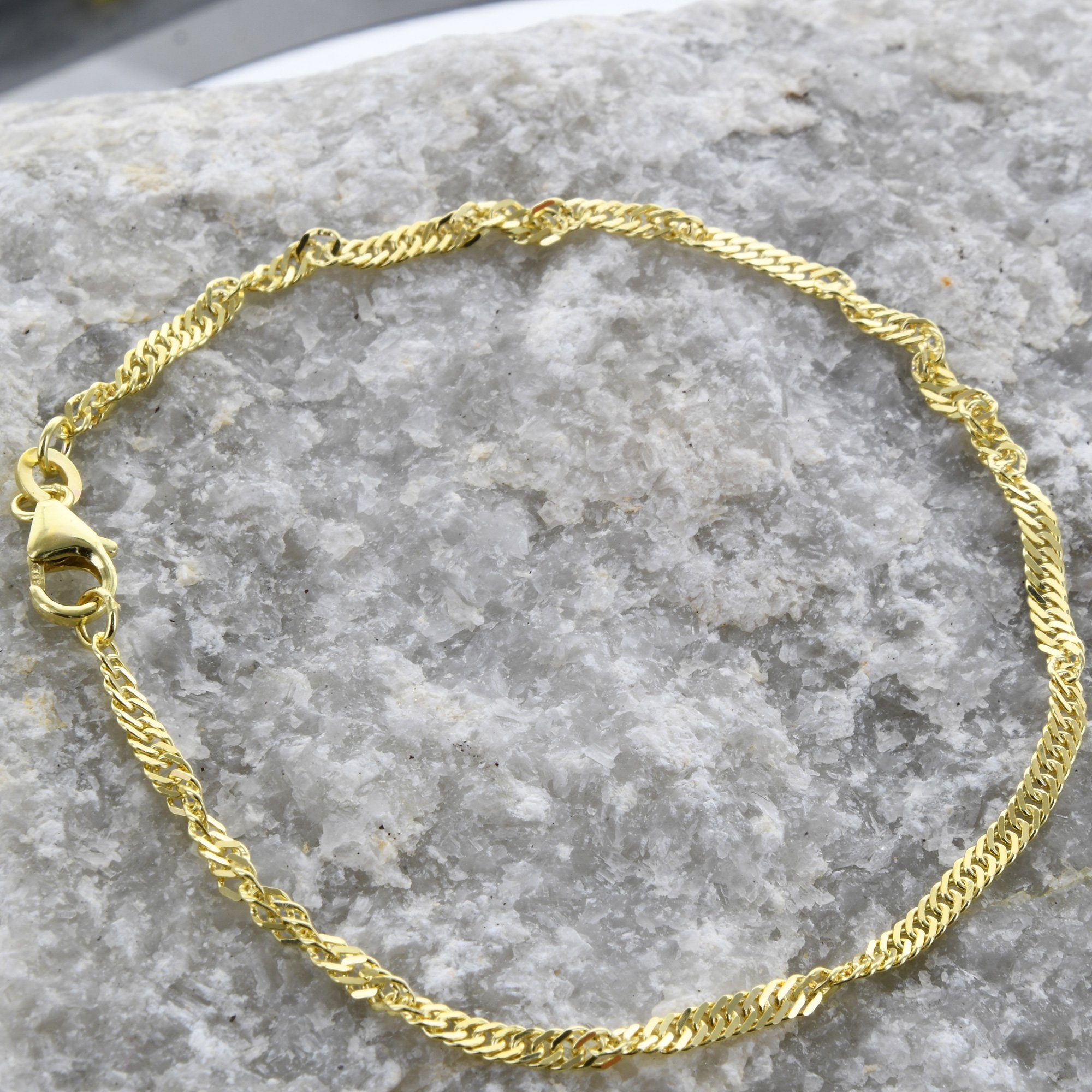 HOPLO Goldarmband Goldkette Singapurkette Länge 19cm